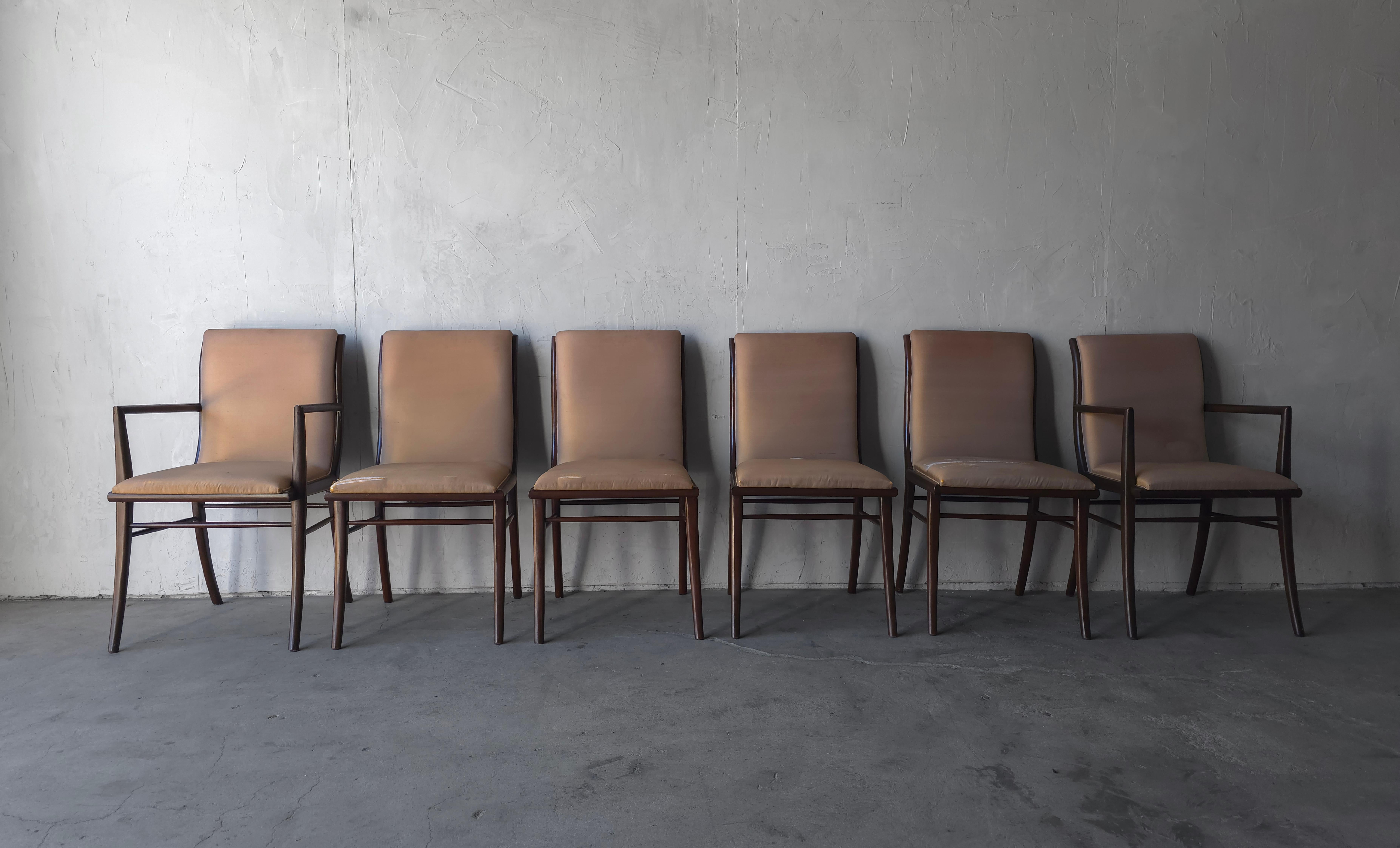 20ième siècle Set of 6 Sabre Leg Dining Chairs by Robsjohn-Gibbings en vente