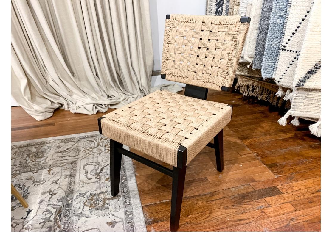 Mid-Century Modern Set Of 6 Safavieh Woven Armless Dining Chairs
