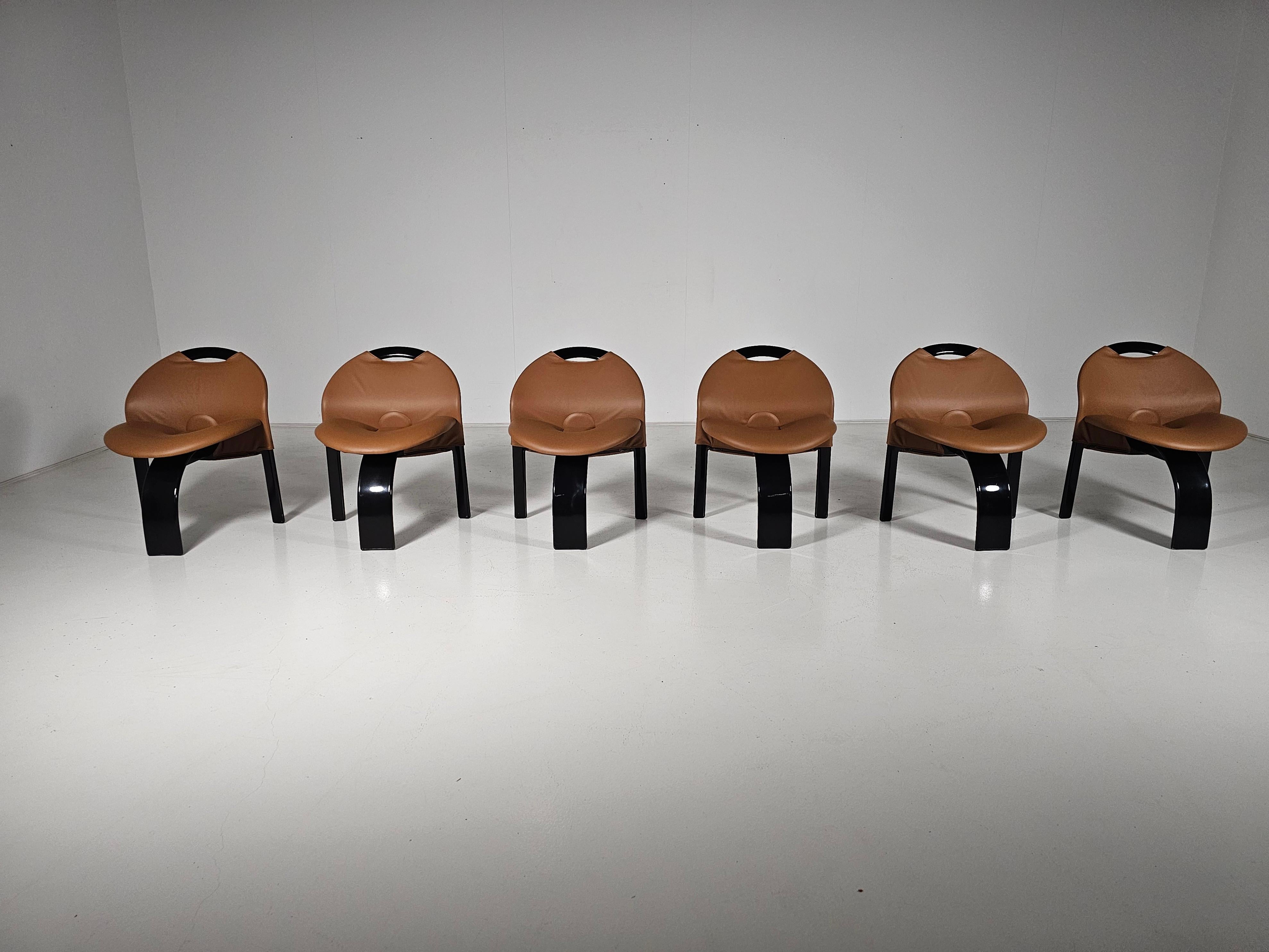 Mid-Century moderno Set of 6 'Sail' dining chairs by Giovanni Offredi for Saporiti, 1973 in vendita