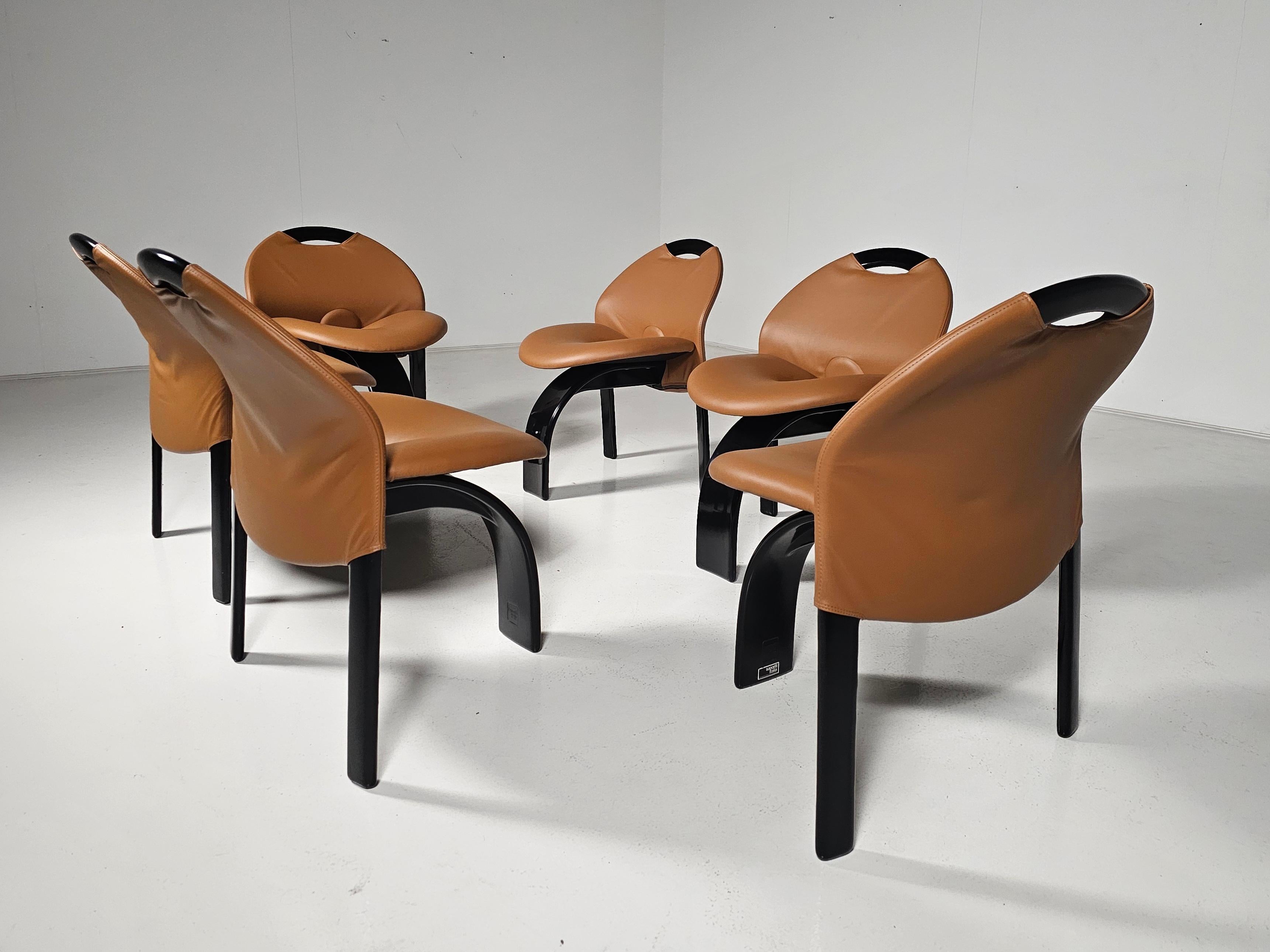 Europeo Set of 6 'Sail' dining chairs by Giovanni Offredi for Saporiti, 1973 in vendita
