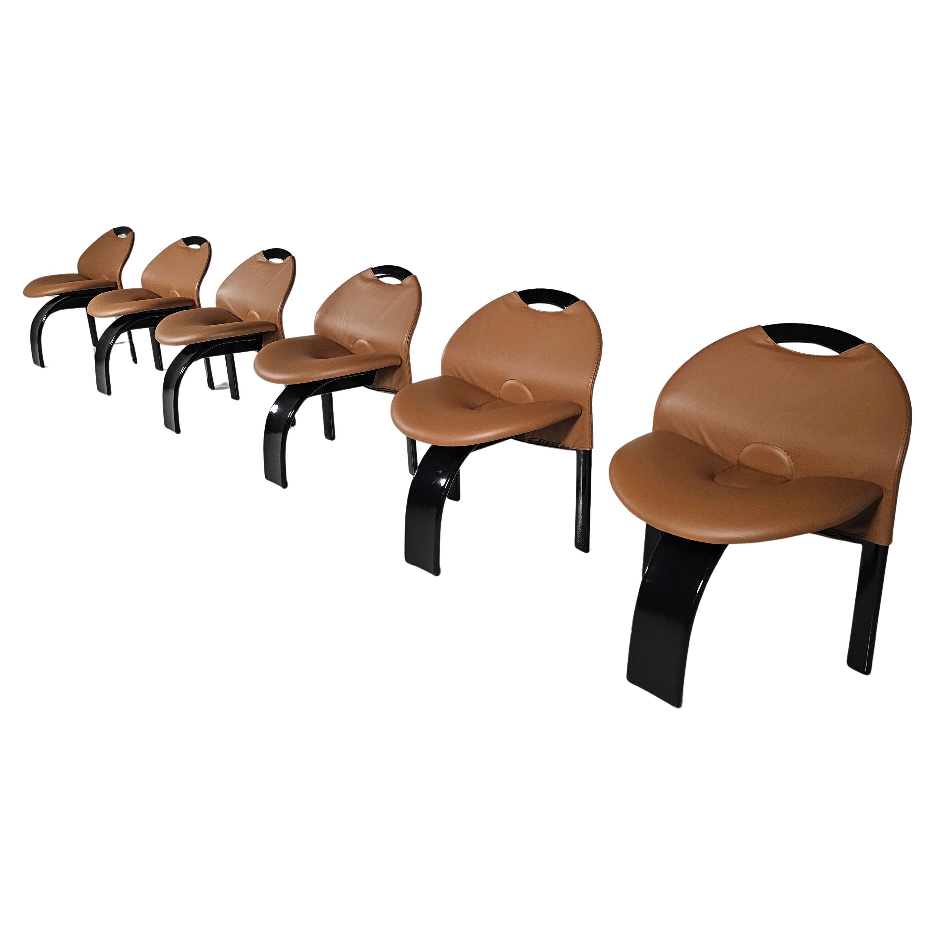 Set of 6 'Sail' dining chairs by Giovanni Offredi for Saporiti, 1973 in vendita