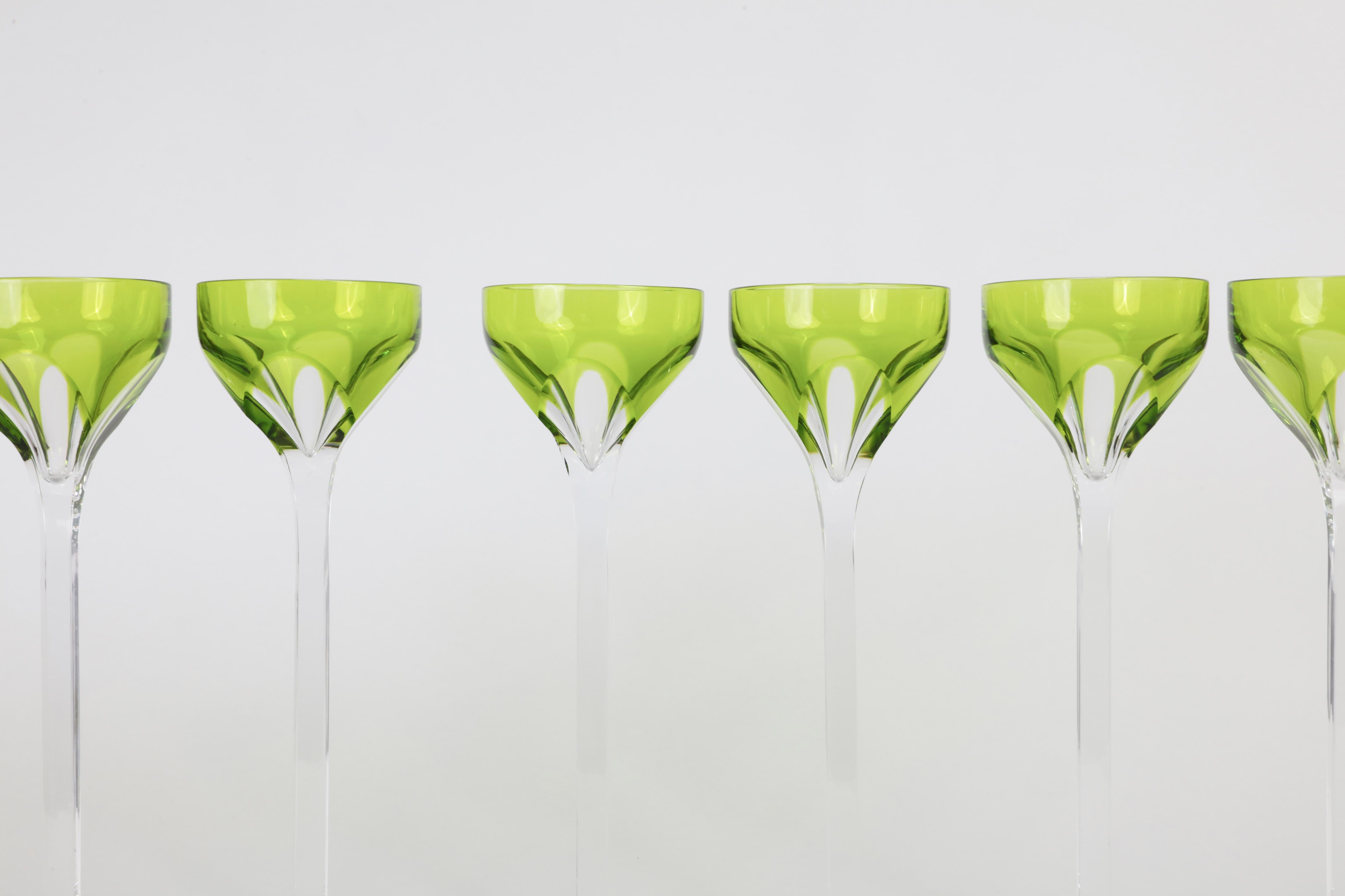 Set of 6 Lime Green Saint Louis Glasses 

8.5