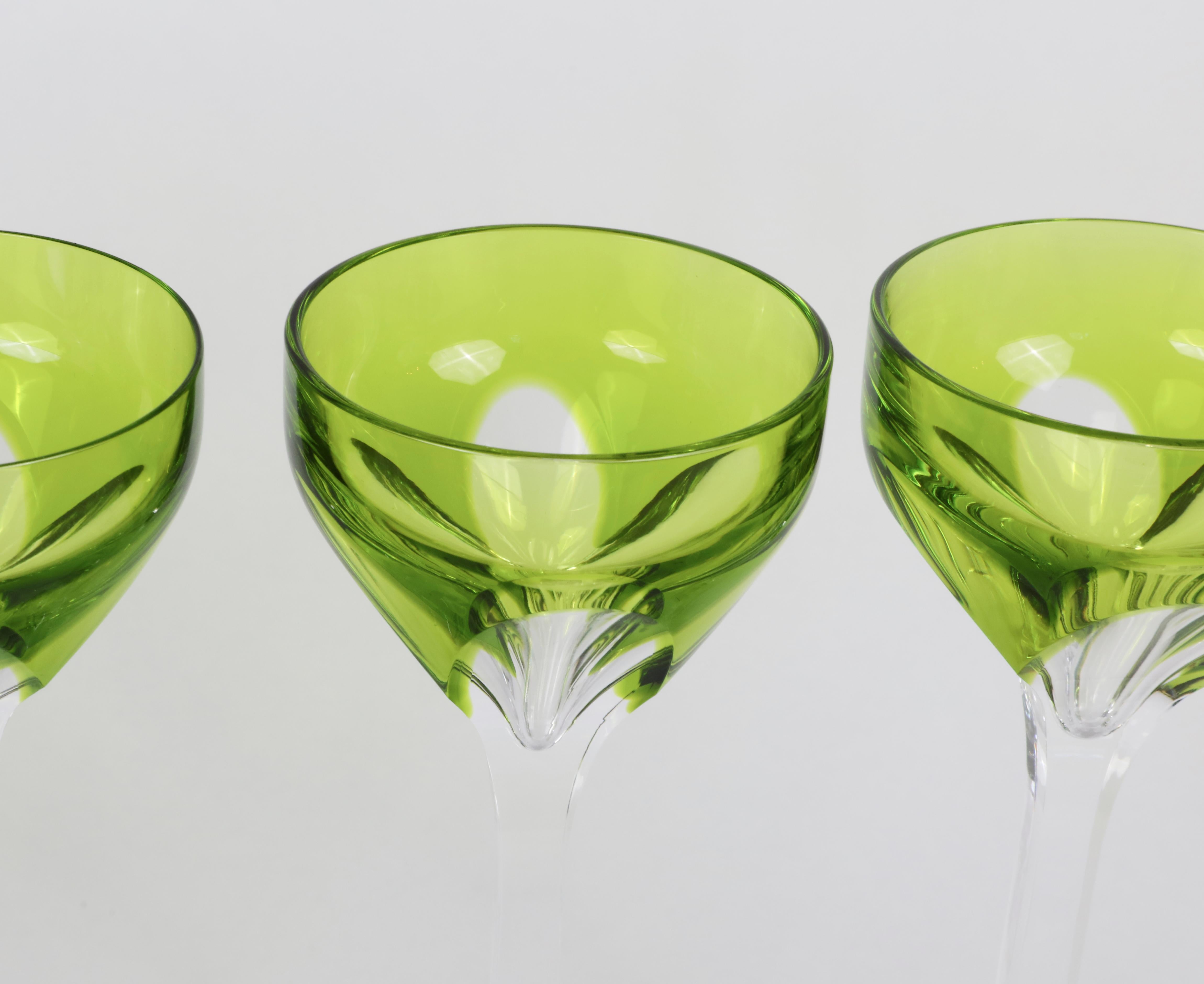 Set of 6 Saint Louis Lime Green Glasses In Good Condition In Bridgehampton, NY