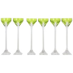 Set of 6 Saint Louis Lime Green Glasses