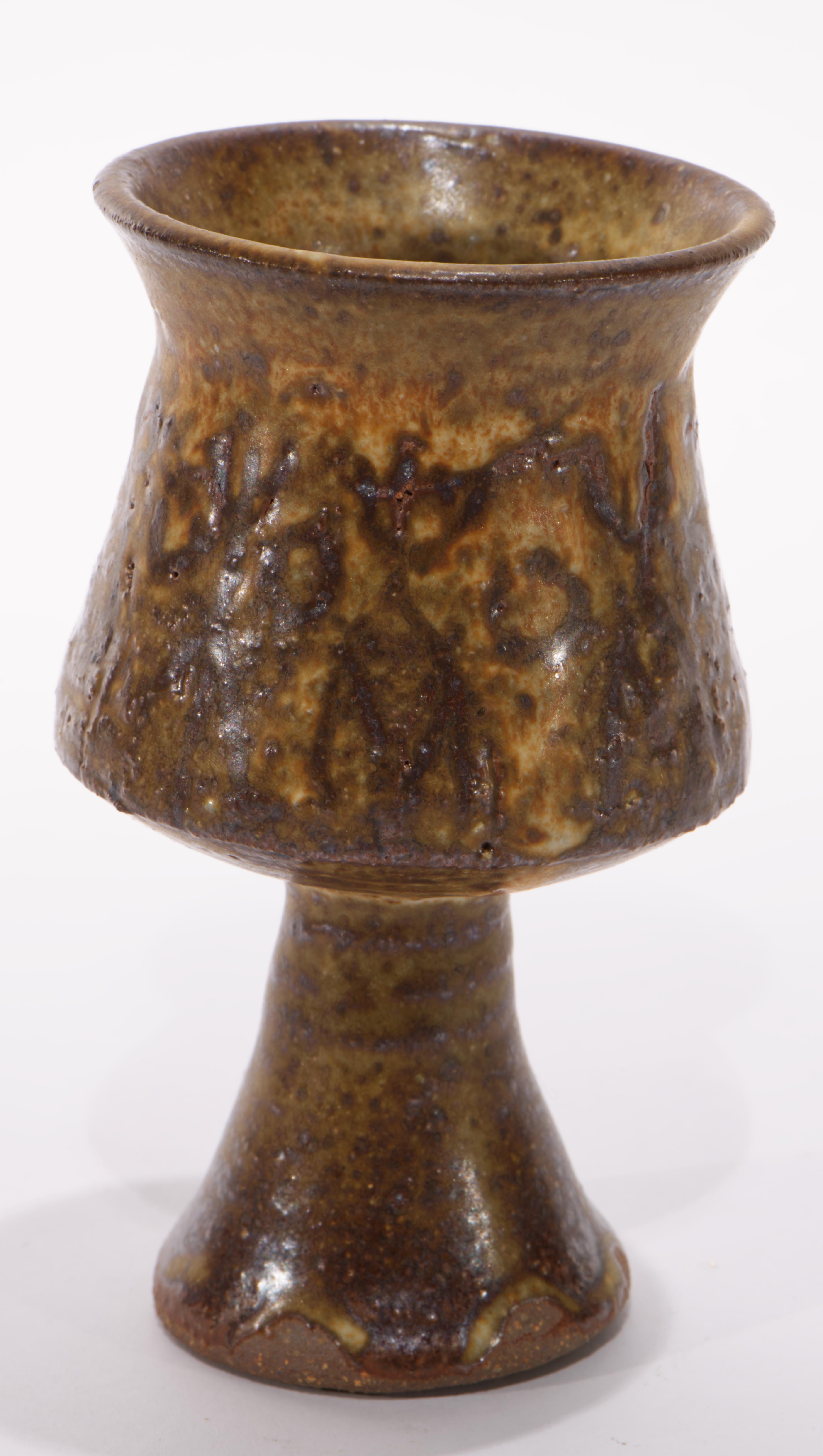 Ensemble de 6 verres à pied en émail salé, poterie d'art américaine Studio Pottery 1970 en vente 2