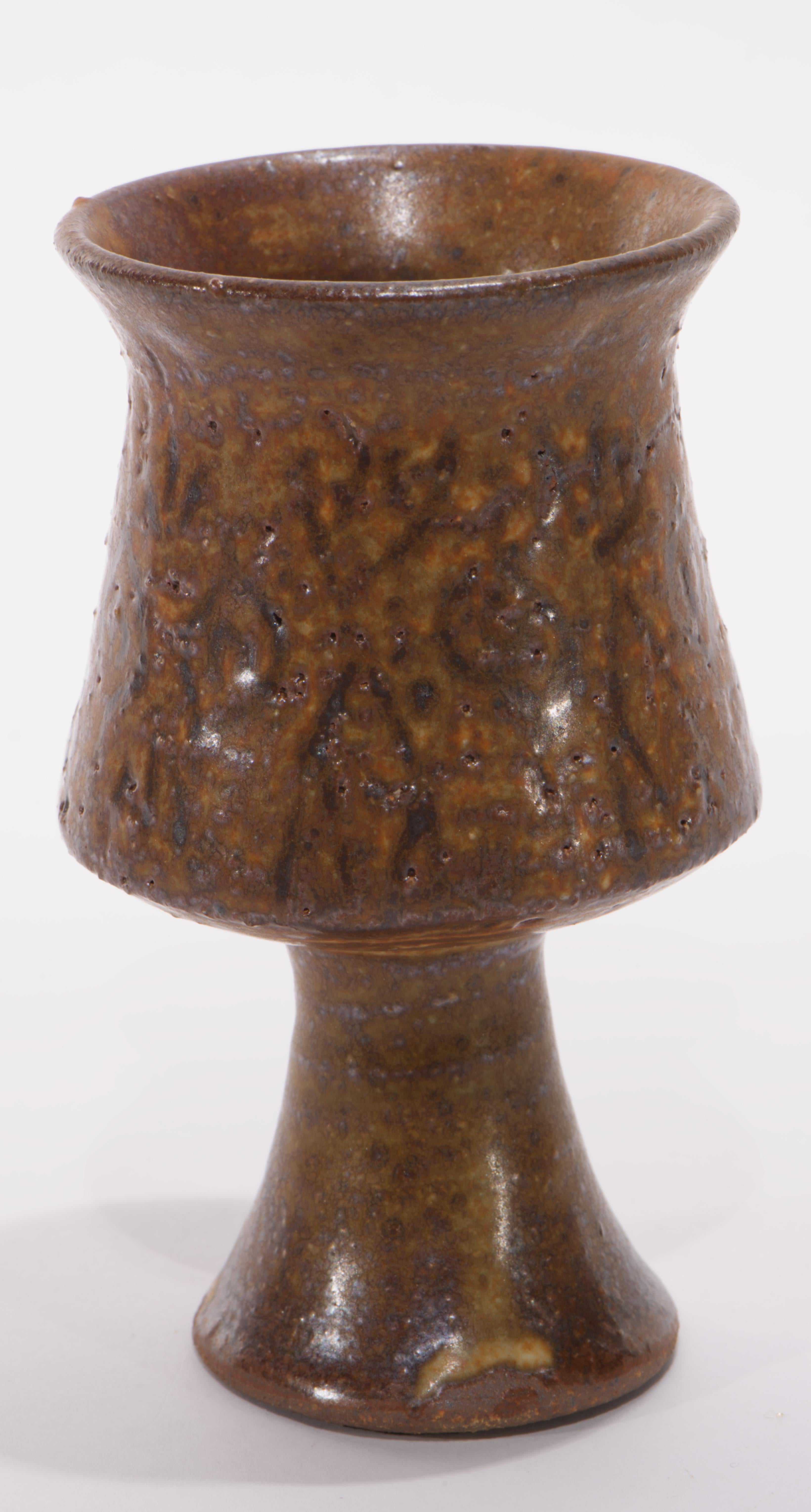 Organique Ensemble de 6 verres à pied en émail salé, poterie d'art américaine Studio Pottery 1970 en vente