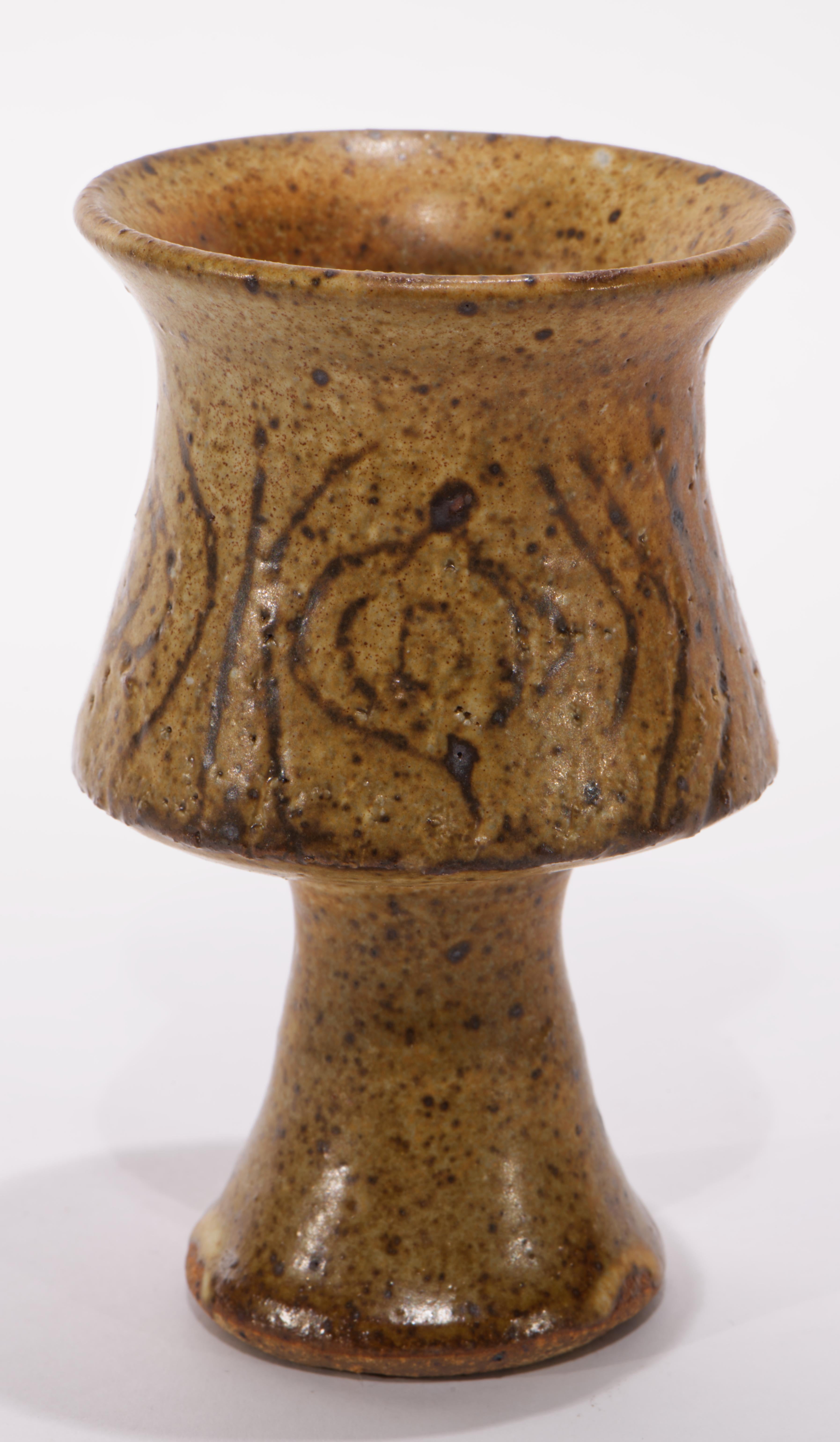 Américain Ensemble de 6 verres à pied en émail salé, poterie d'art américaine Studio Pottery 1970 en vente