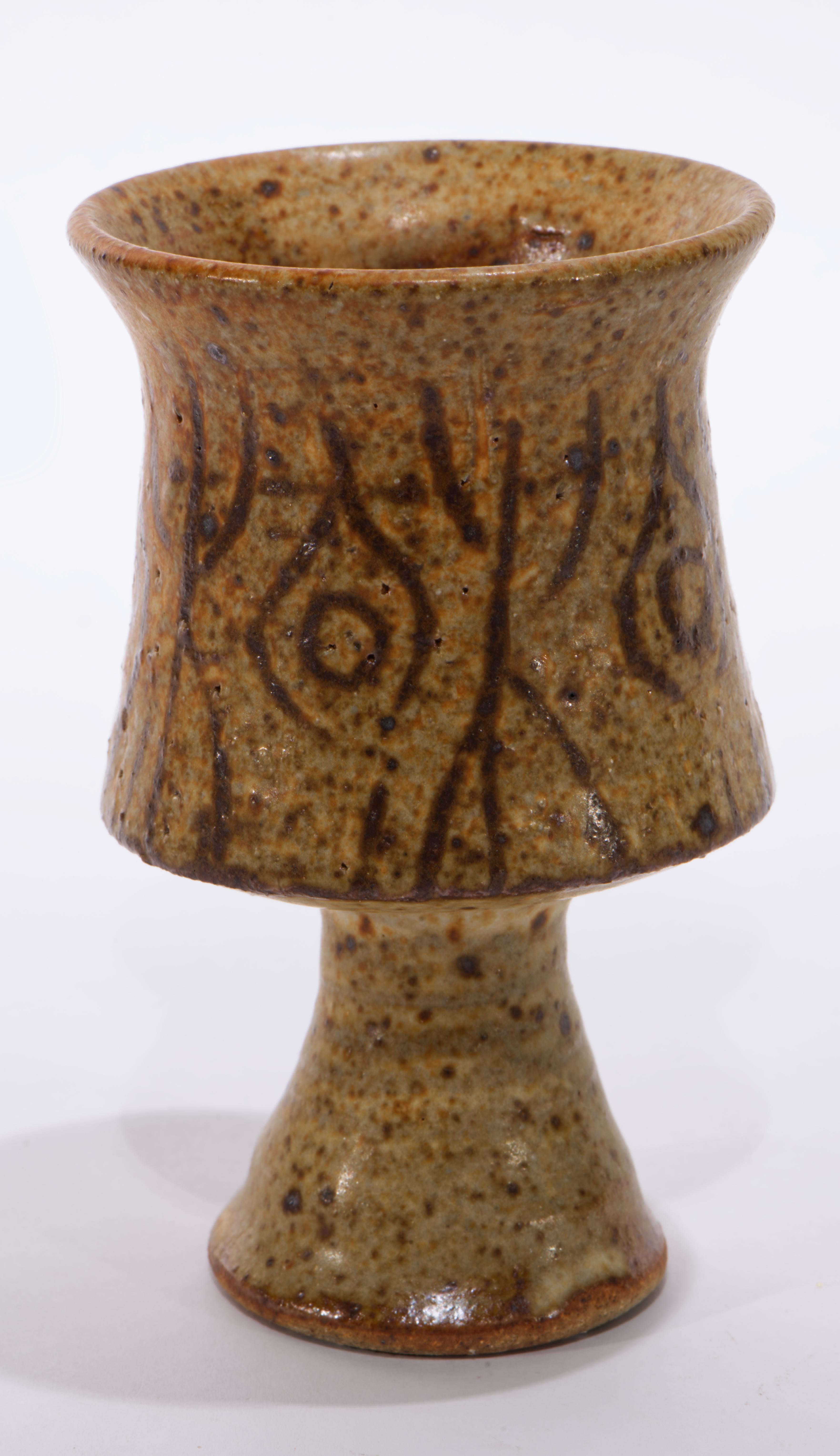 Vernissé Ensemble de 6 verres à pied en émail salé, poterie d'art américaine Studio Pottery 1970 en vente