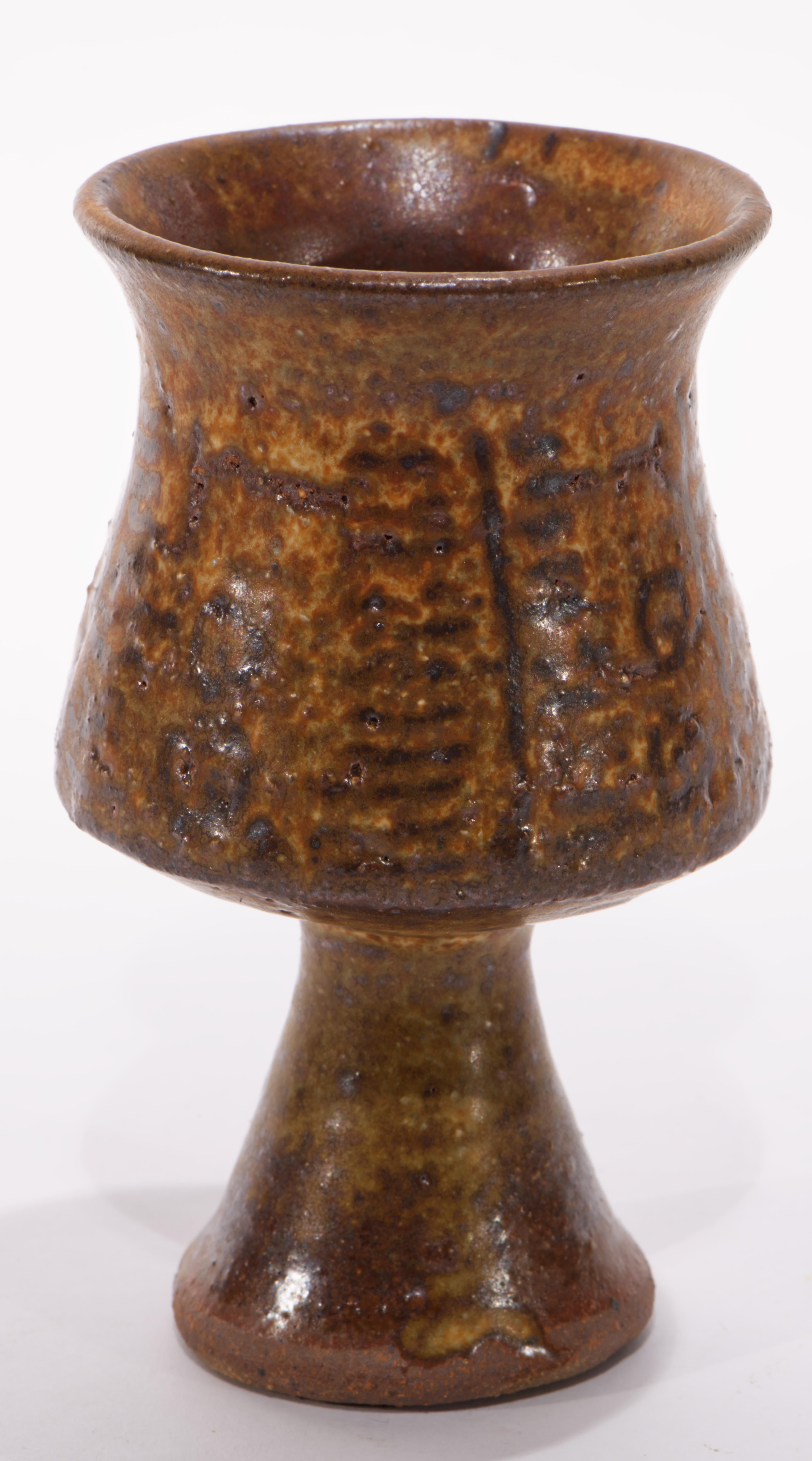 Ensemble de 6 verres à pied en émail salé, poterie d'art américaine Studio Pottery 1970 Bon état - En vente à Clifton Springs, NY
