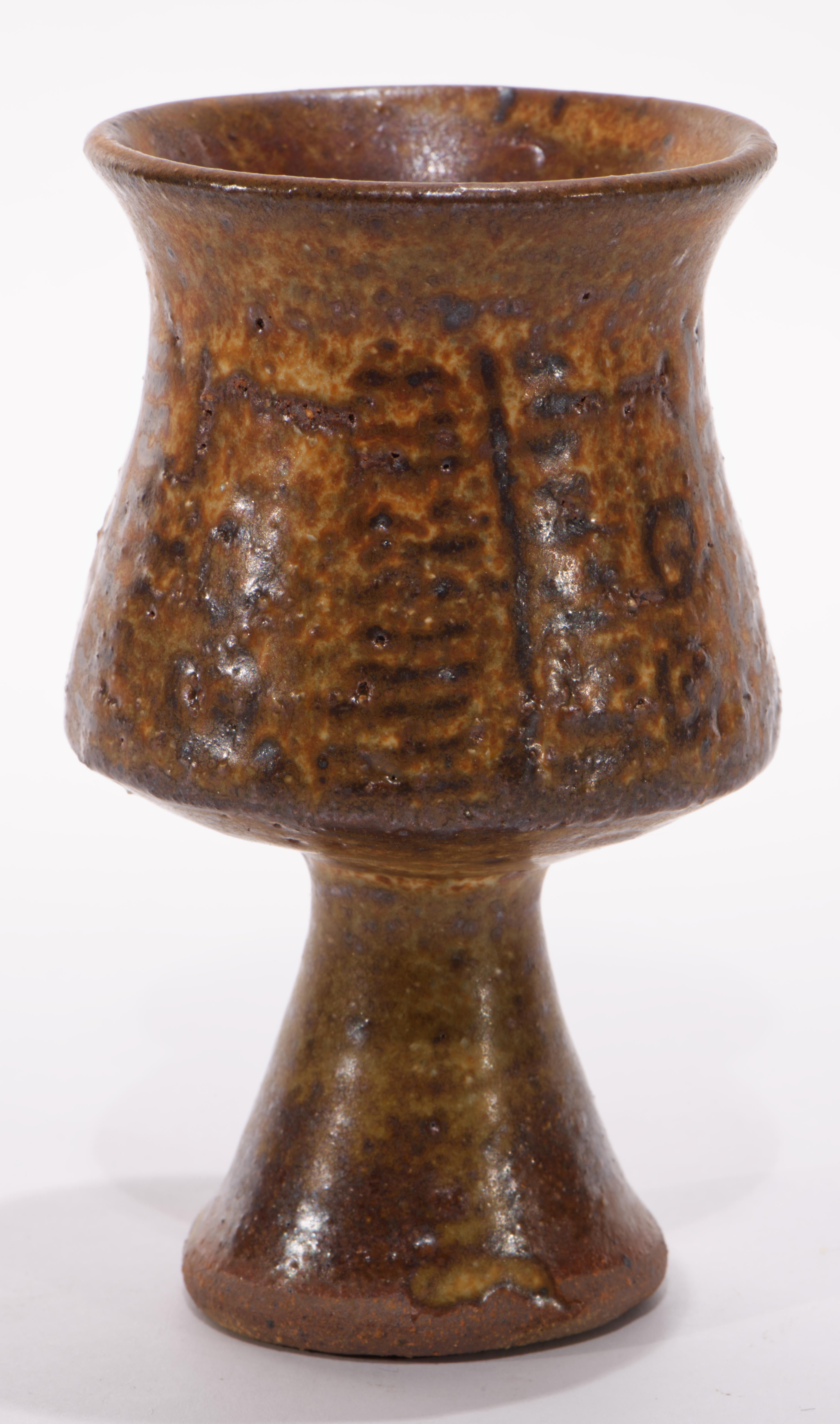 20ième siècle Ensemble de 6 verres à pied en émail salé, poterie d'art américaine Studio Pottery 1970 en vente