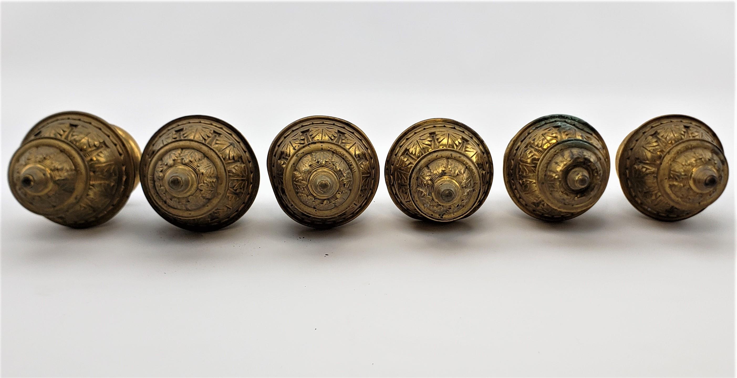 19th Century Set of 6 Salvaged Antique Brass Architectural Furniture or Curtain Rod Finials