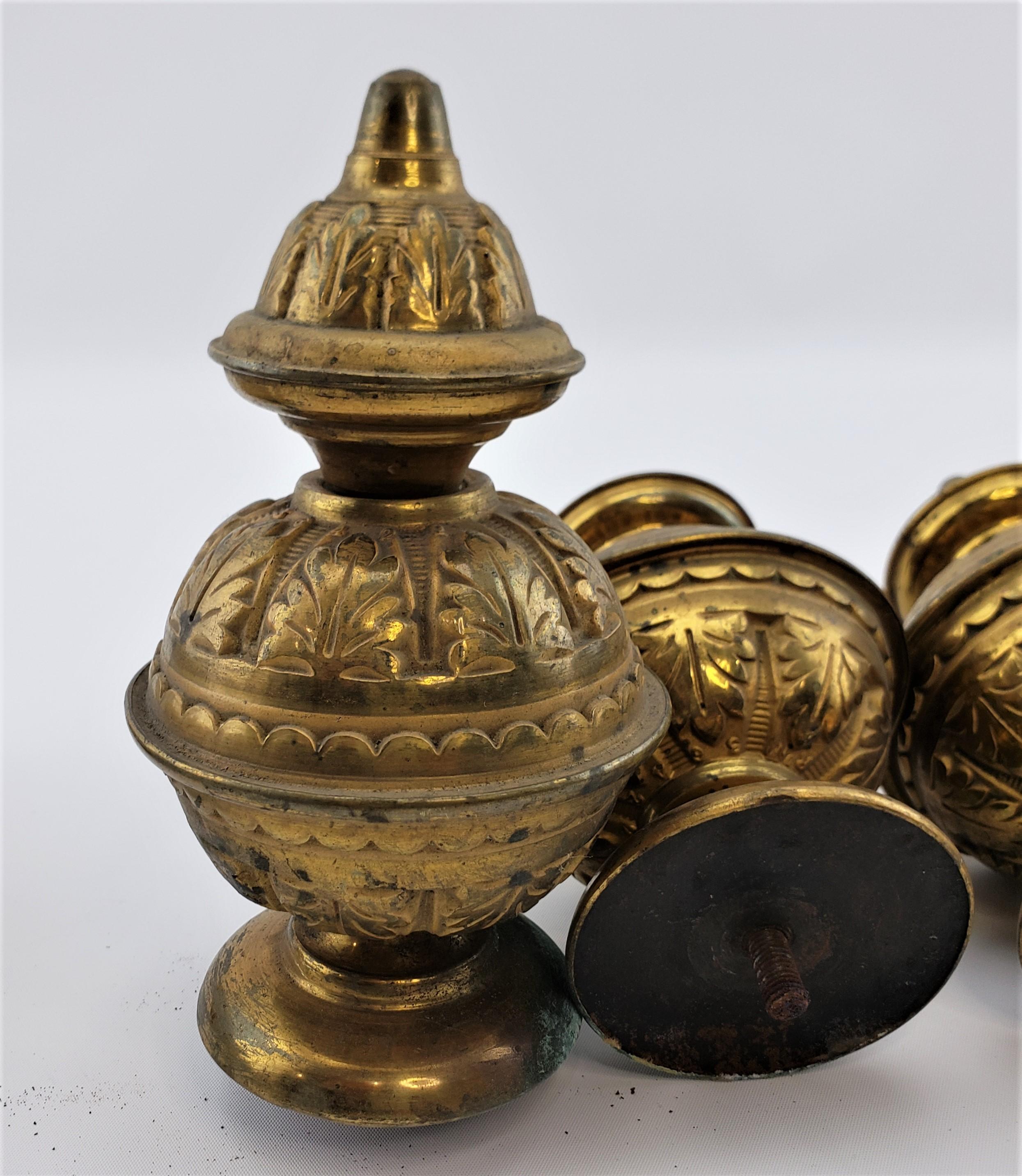 Late Victorian Set of 6 Salvaged Antique Brass Architectural Furniture or Curtain Rod Finials