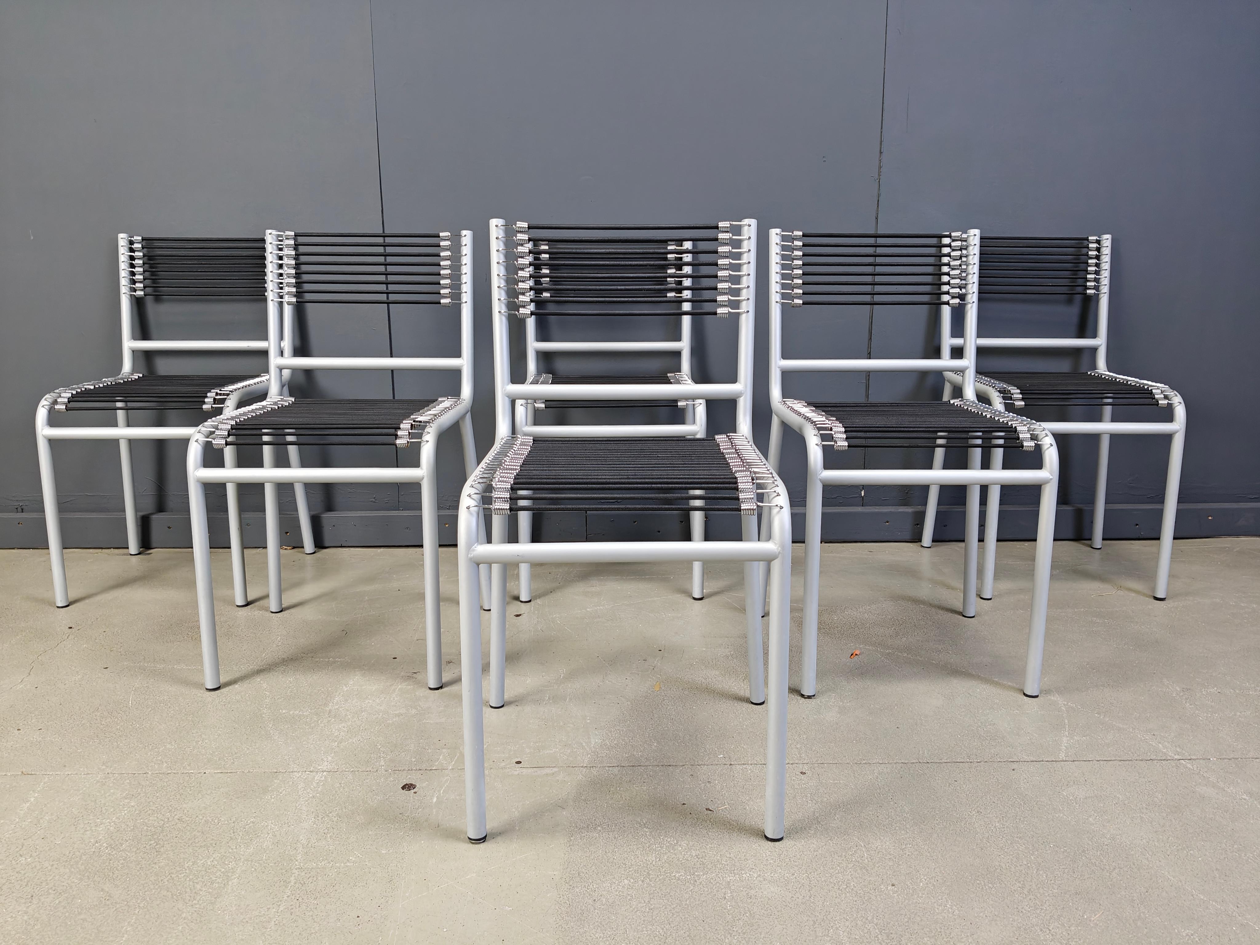 Ensemble de 6 chaises de salle à manger Sandow par Rene Herbst, années 1980 en vente 4