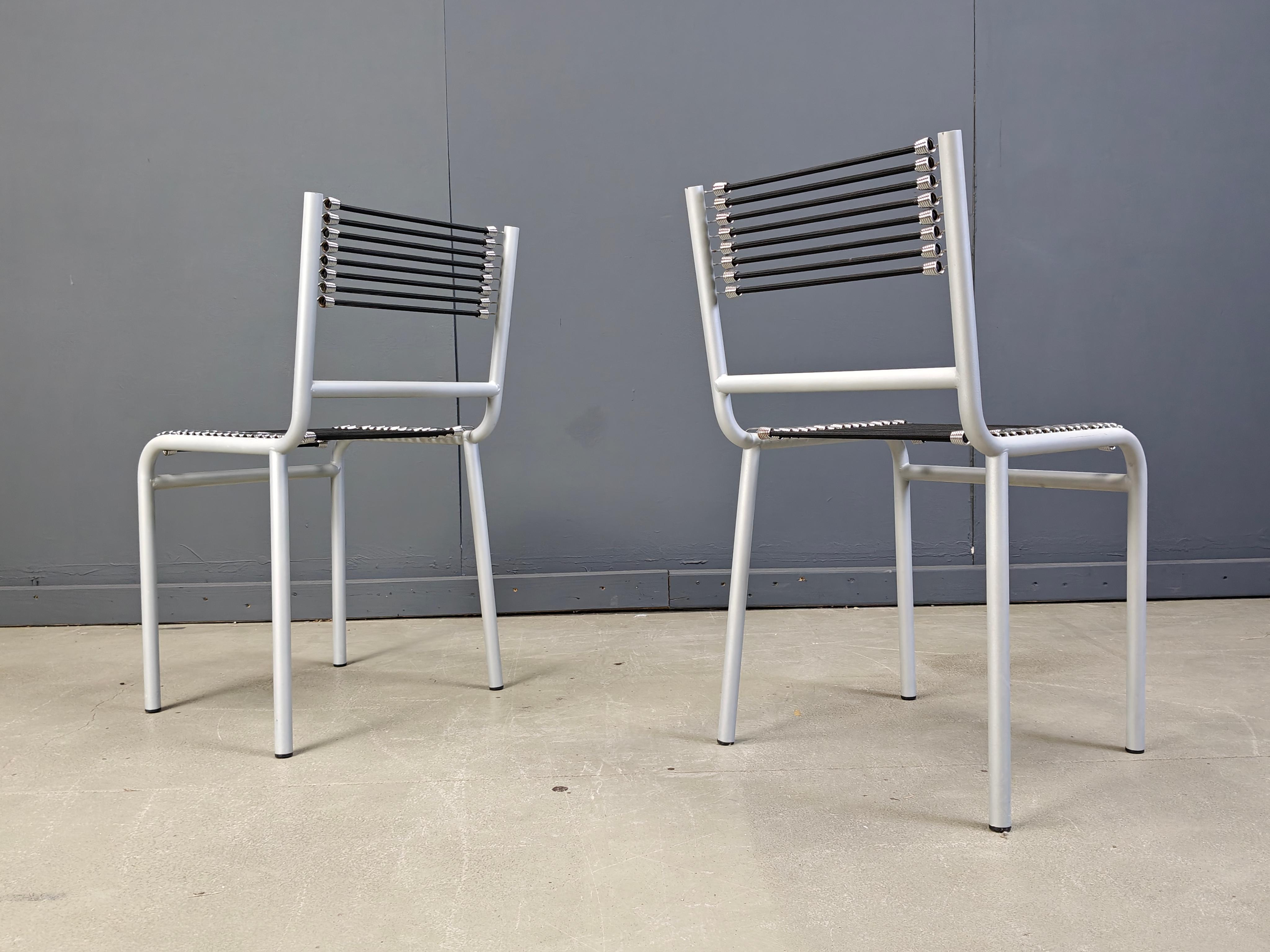italien Ensemble de 6 chaises de salle à manger Sandow par Rene Herbst, années 1980 en vente