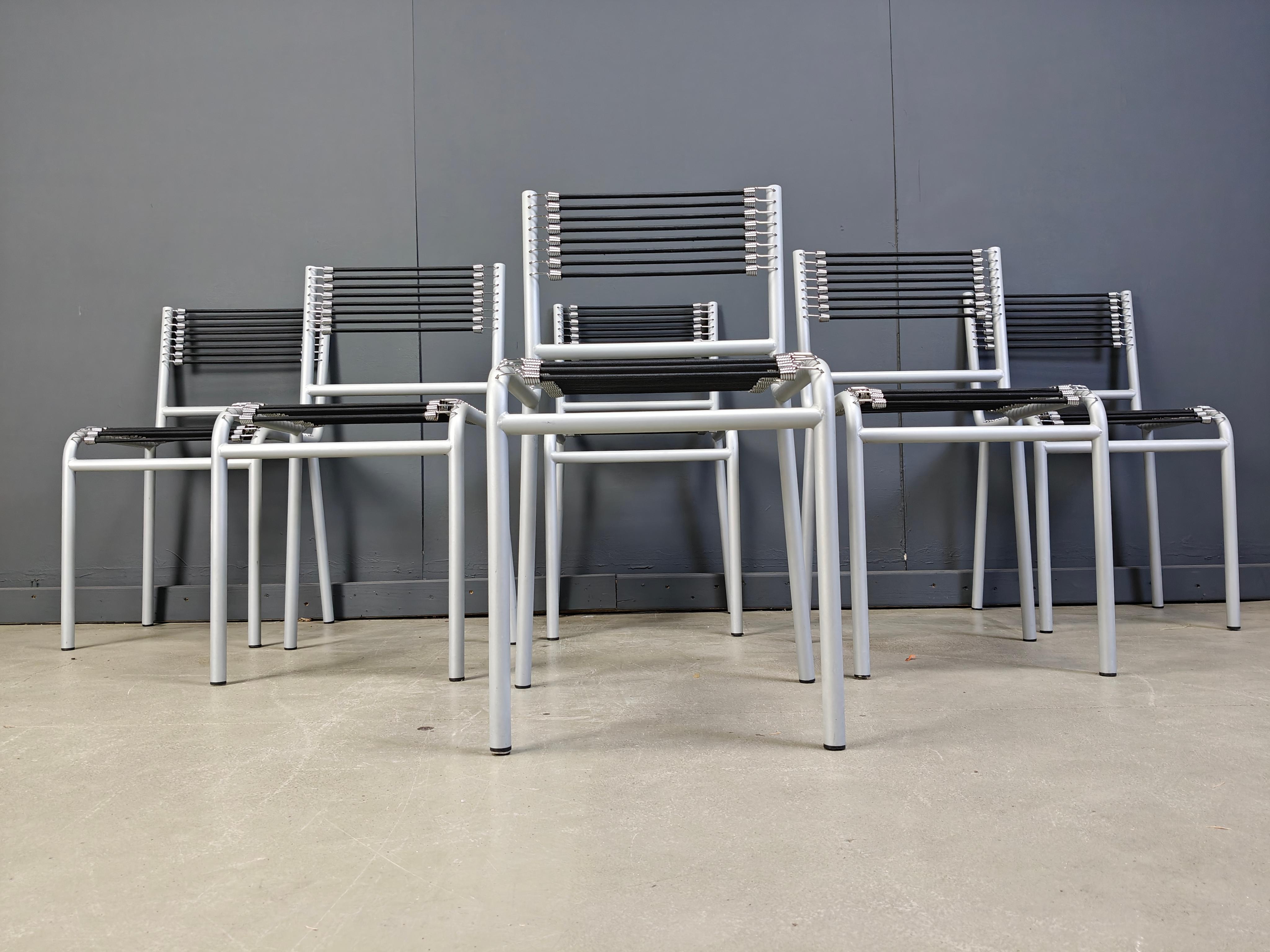 Ensemble de 6 chaises de salle à manger Sandow par Rene Herbst, années 1980 en vente 2