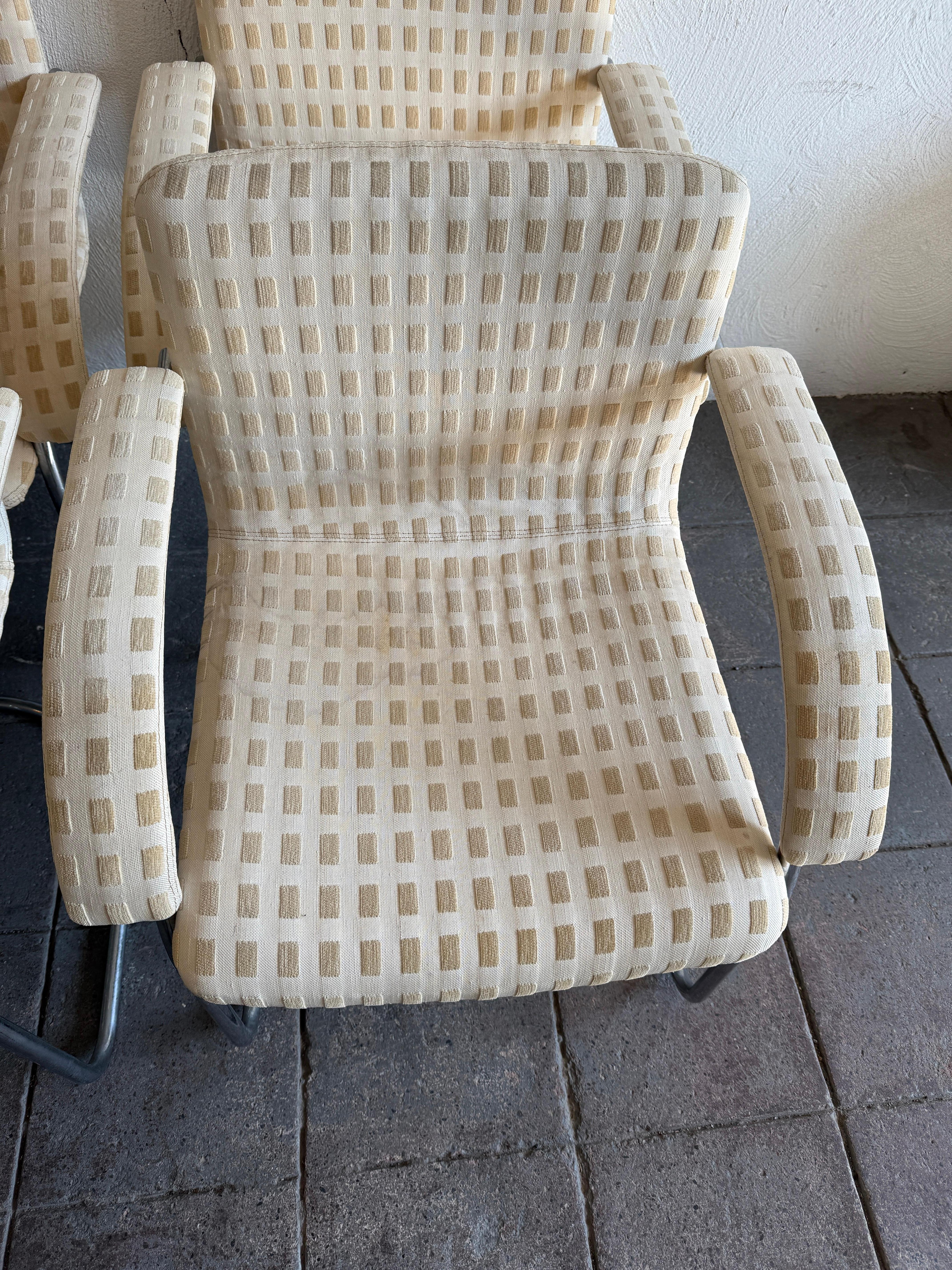 Lote de 6 sillas de tubo cromadas Saporiti Italia Italiano