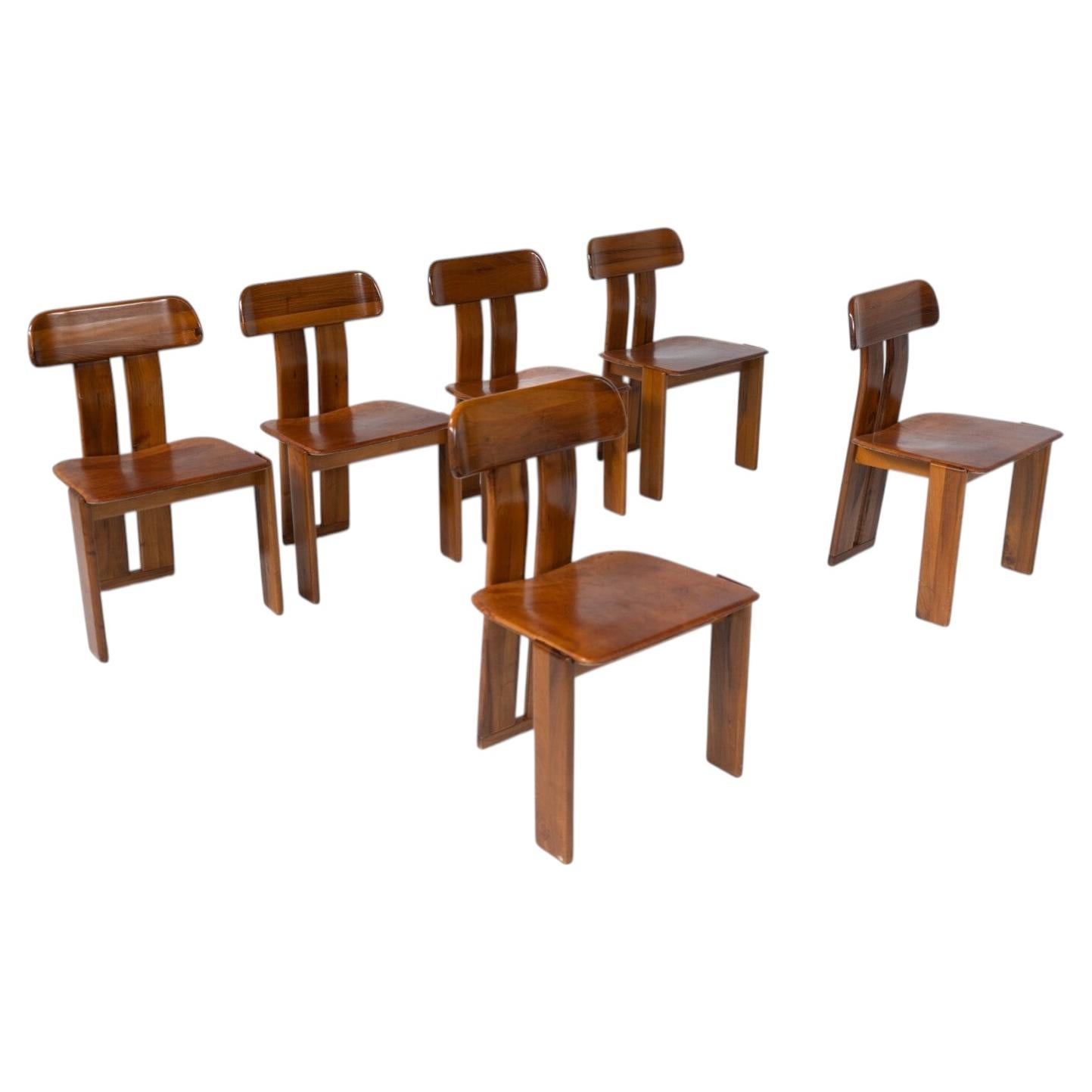 Set of 6 " Sapporo" Chairs By Mario Marenco for Mobilgirgi, Cognac Leather, 1970