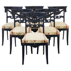 Set of 6 Scandinavian carved and hand painted dining chairs