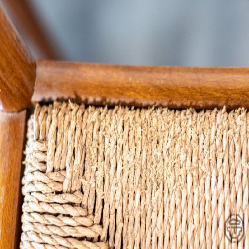 Paglia Set di 6 sedie scandinave, anni '50 in vendita