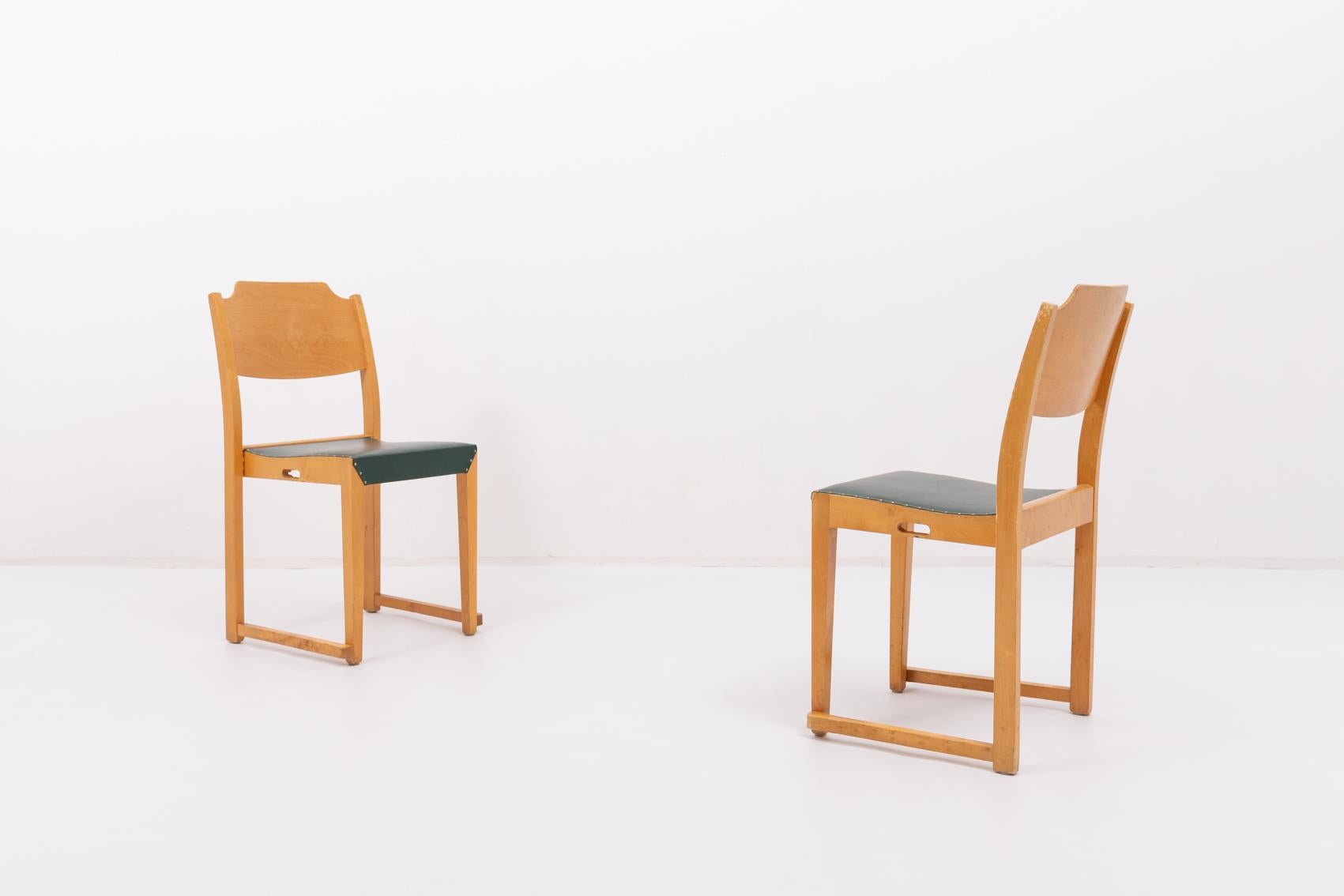 Set of 6 Scandinavian design Herman Seeck chairs for Asko, Finland 1950s In Good Condition For Sale In TOLLEBEEK, NL