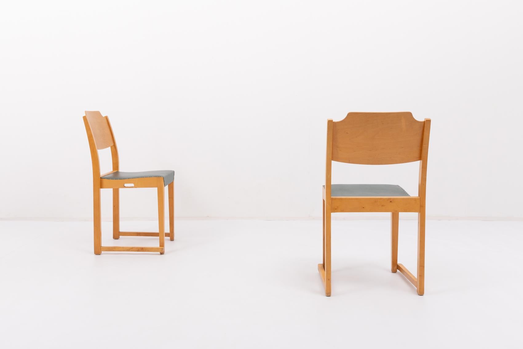 Milieu du XXe siècle Ensemble de 6 chaises de design scandinave Herman Seeck pour Asko, Finlande années 1950 en vente