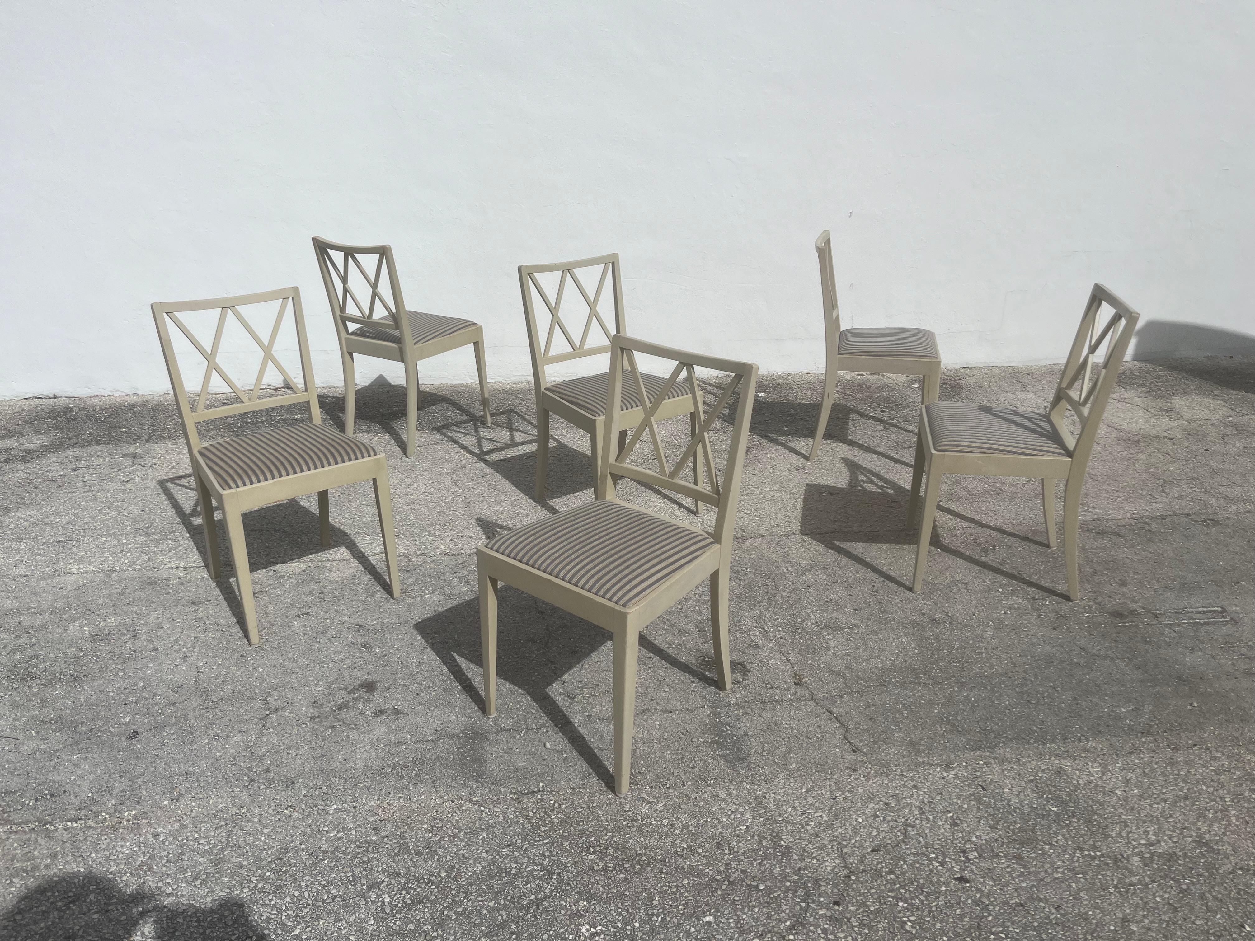 Tessuto Set di 6 sedie da pranzo scandinave, anni '40 in vendita