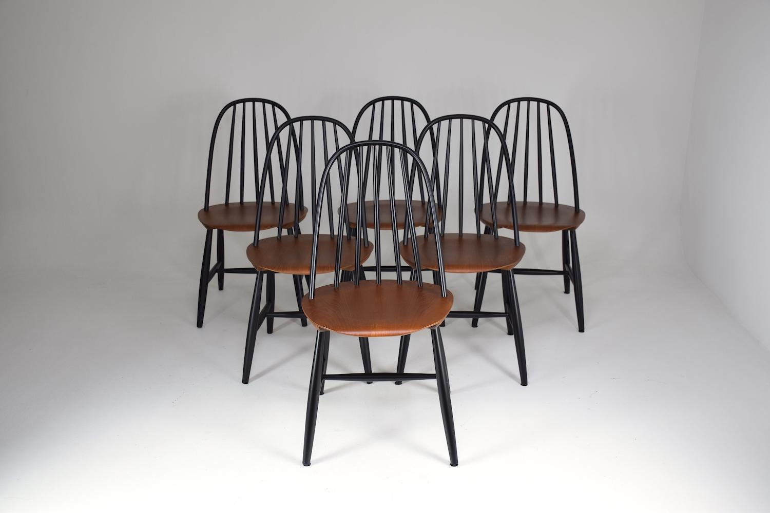 Set of 6 Scandinavian Midcentury Dining Chairs by Hagafors, 1960s In Good Condition In Paris, FR