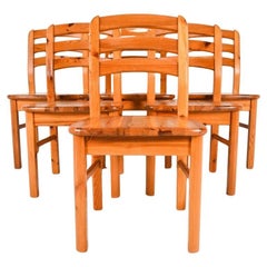 Set of 6 Scandinavian modern dining pine sculpted dining chairs Sweden