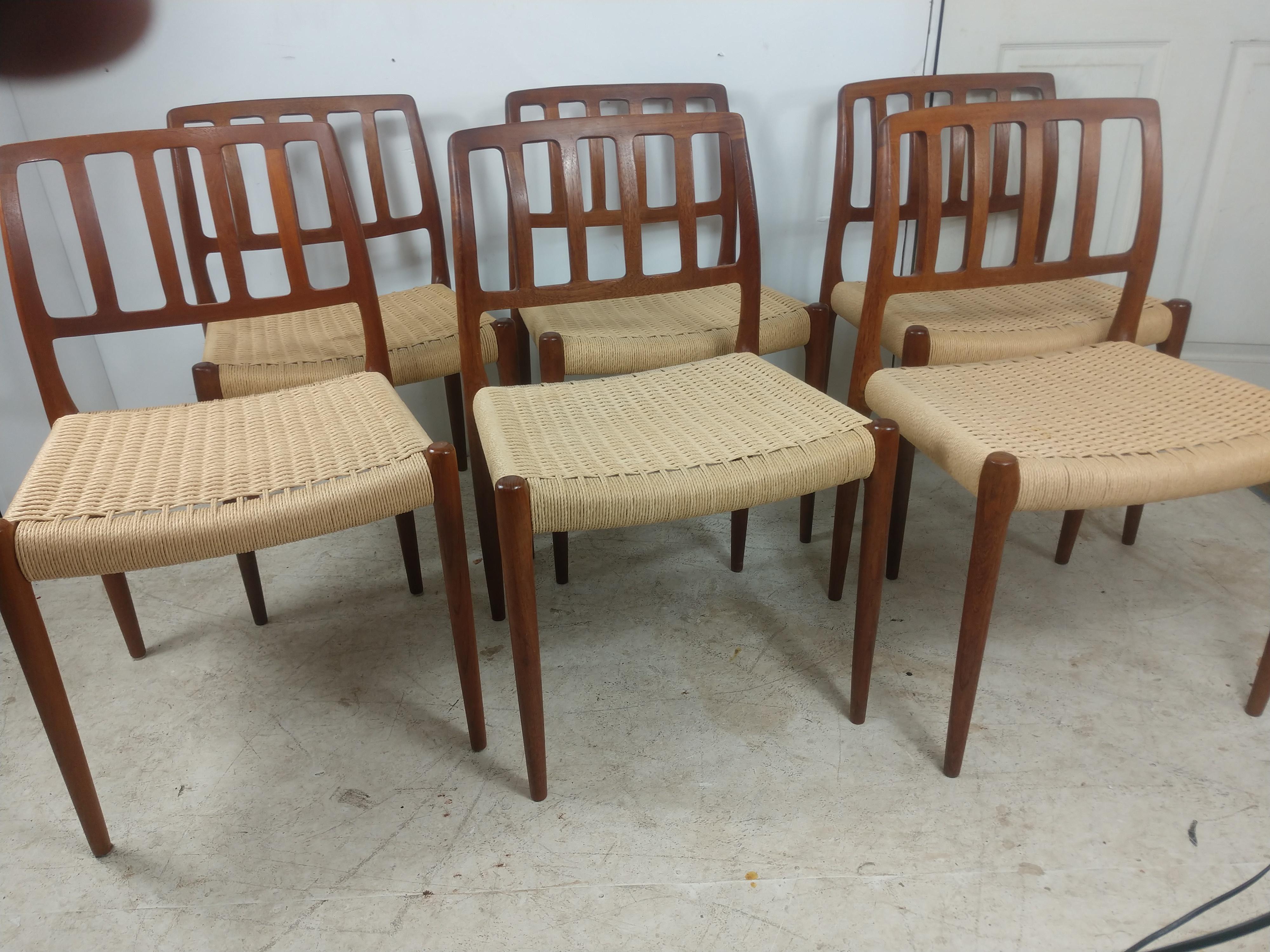 Set of 6 Scandinavian Modern Niels Otto Moller Teak & Woven Seats Dining Chairs 2