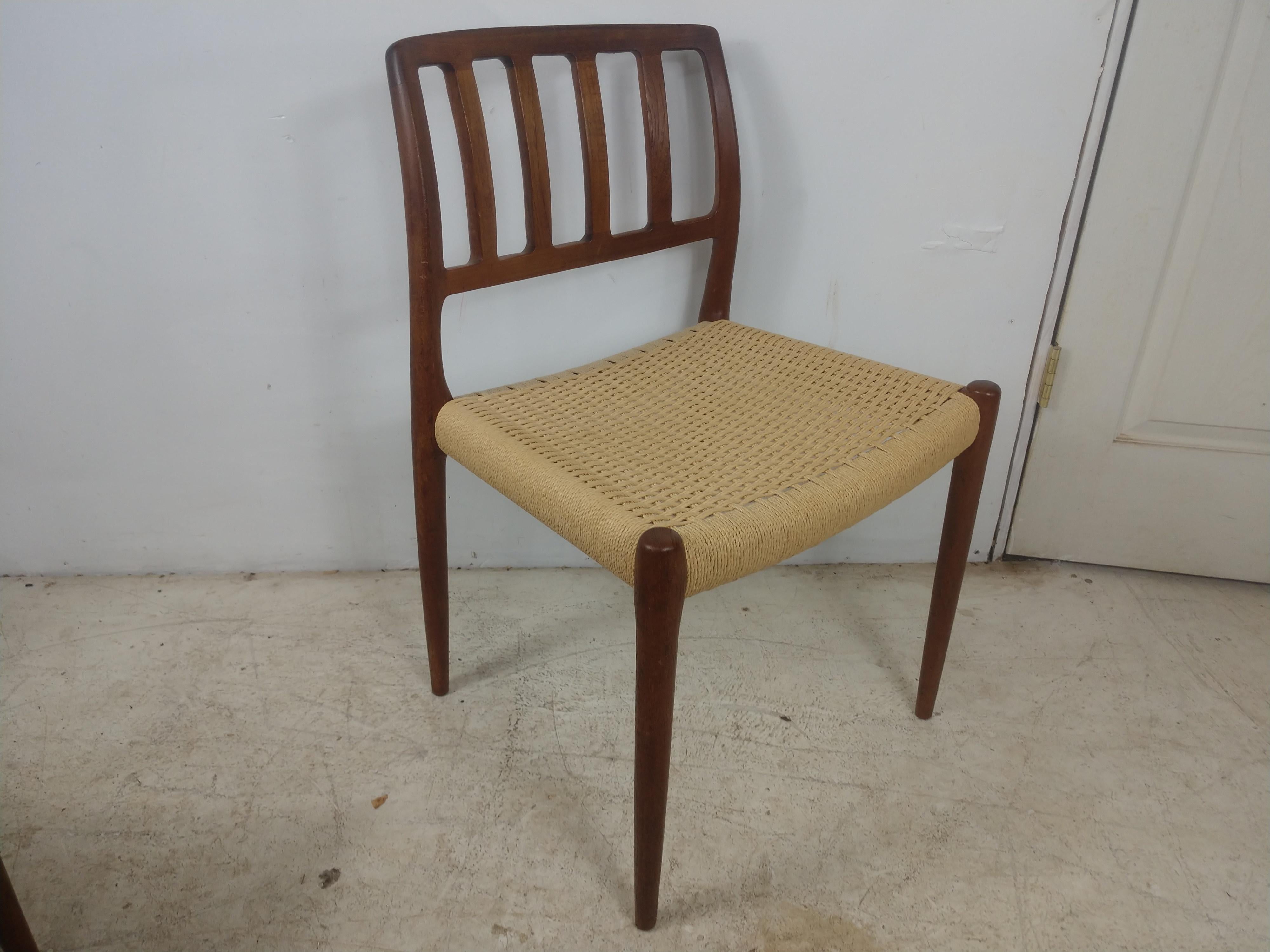 Set of 6 Scandinavian Modern Niels Otto Moller Teak & Woven Seats Dining Chairs In Good Condition In Port Jervis, NY