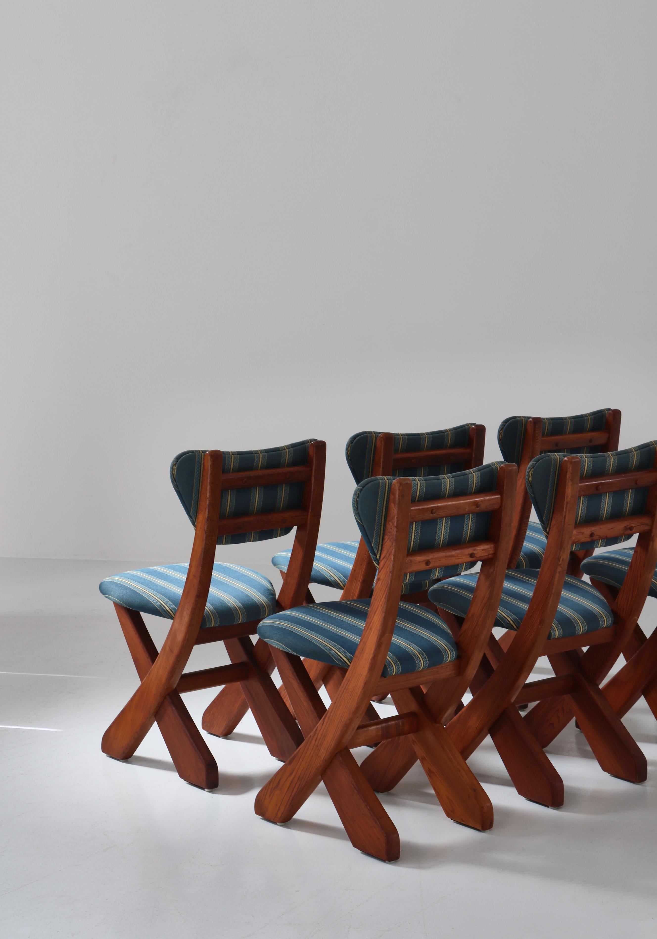 Mid-20th Century Set of 6 Scandinavian Modern Pinewood Dining Chairs, Denmark, 1960s For Sale