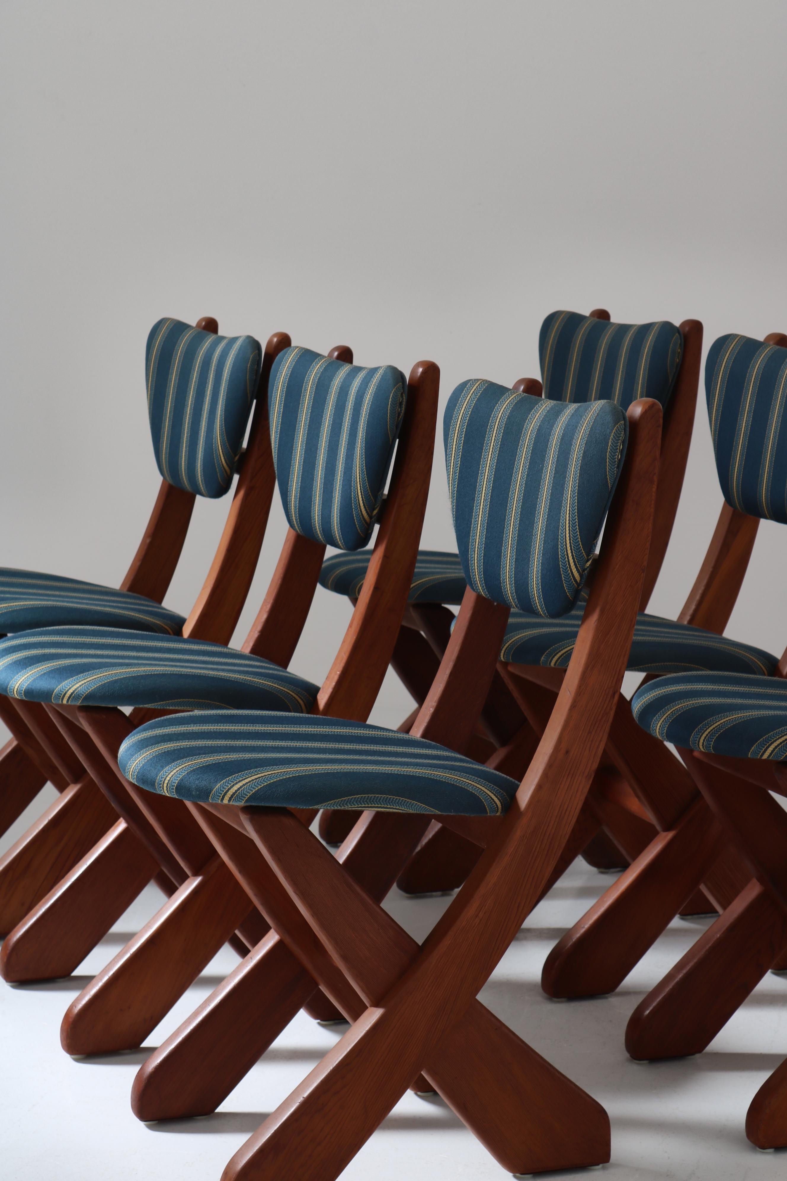 Set of 6 Scandinavian Modern Pinewood Dining Chairs, Denmark, 1960s For Sale 2