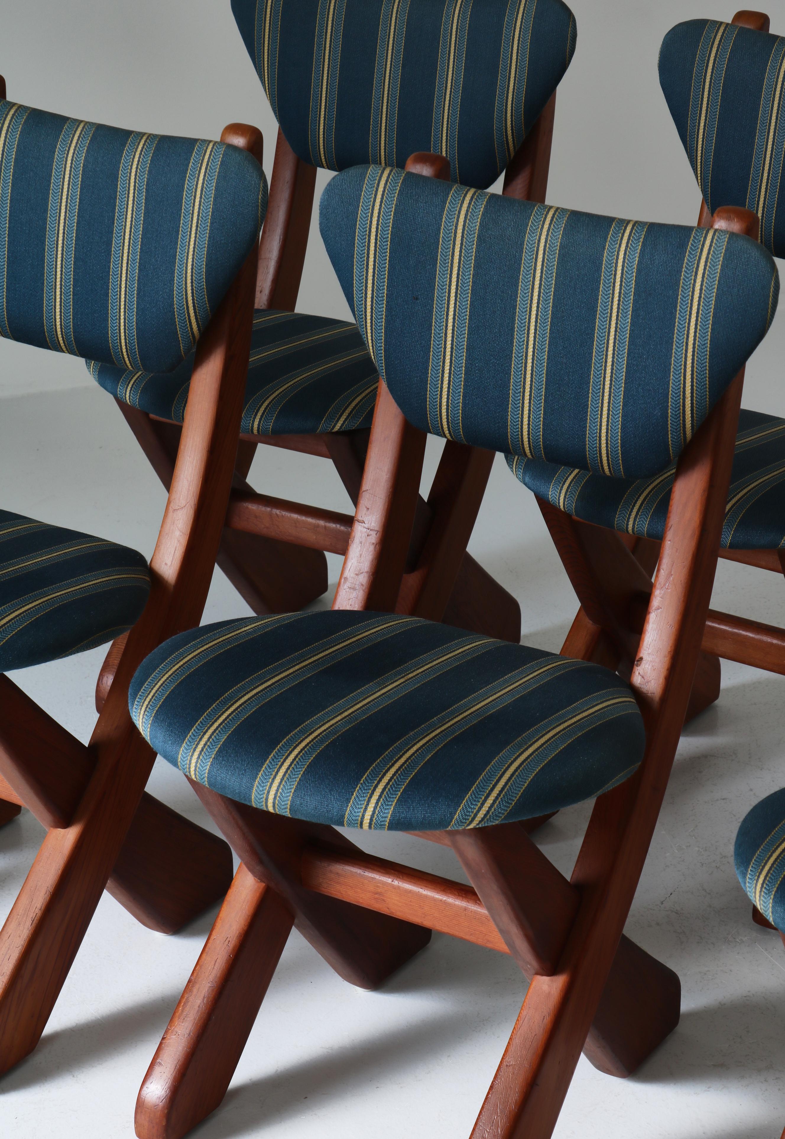 Ensemble de 6 chaises de salle à manger scandinaves modernes en bois de pin, Danemark, années 1960 en vente 2