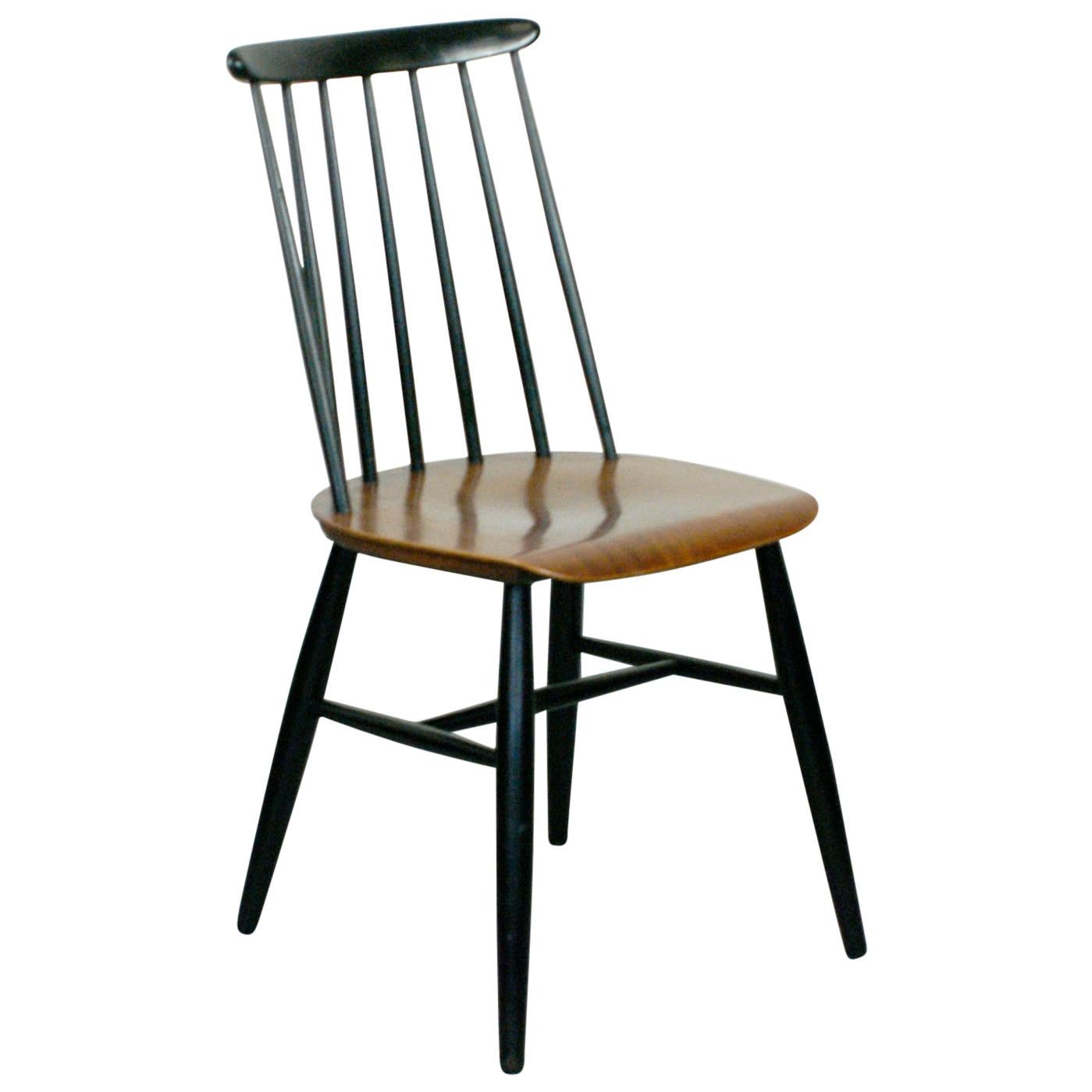 Set of 6 Scandinavian Modern Teak and Black Dining Chairs by Ilmari Tapiovaara