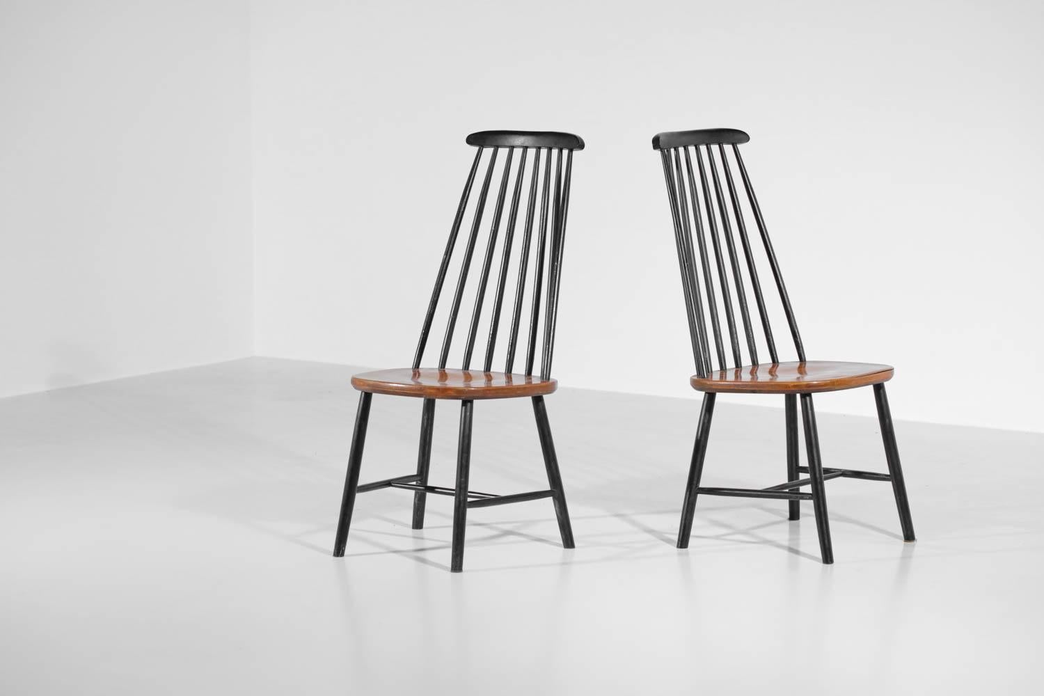 Set of 6 Scandinavian Solid Beechwood Chairs from the 60's Ilmari Tapiovaara, G For Sale 3