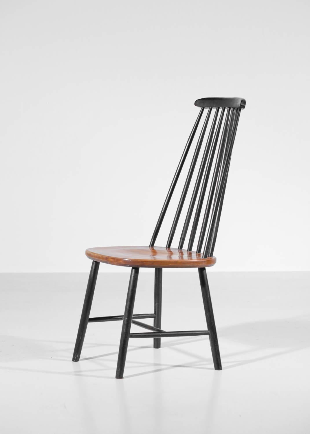 Set of 6 Scandinavian Solid Beechwood Chairs from the 60's Ilmari Tapiovaara, G For Sale 5