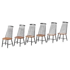 Retro Set of 6 Scandinavian Solid Beechwood Chairs from the 60's Ilmari Tapiovaara, G