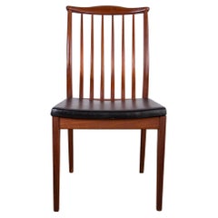 Set of 6 Scandinavian Teak Chairs and Black Leatherette Seats 1960