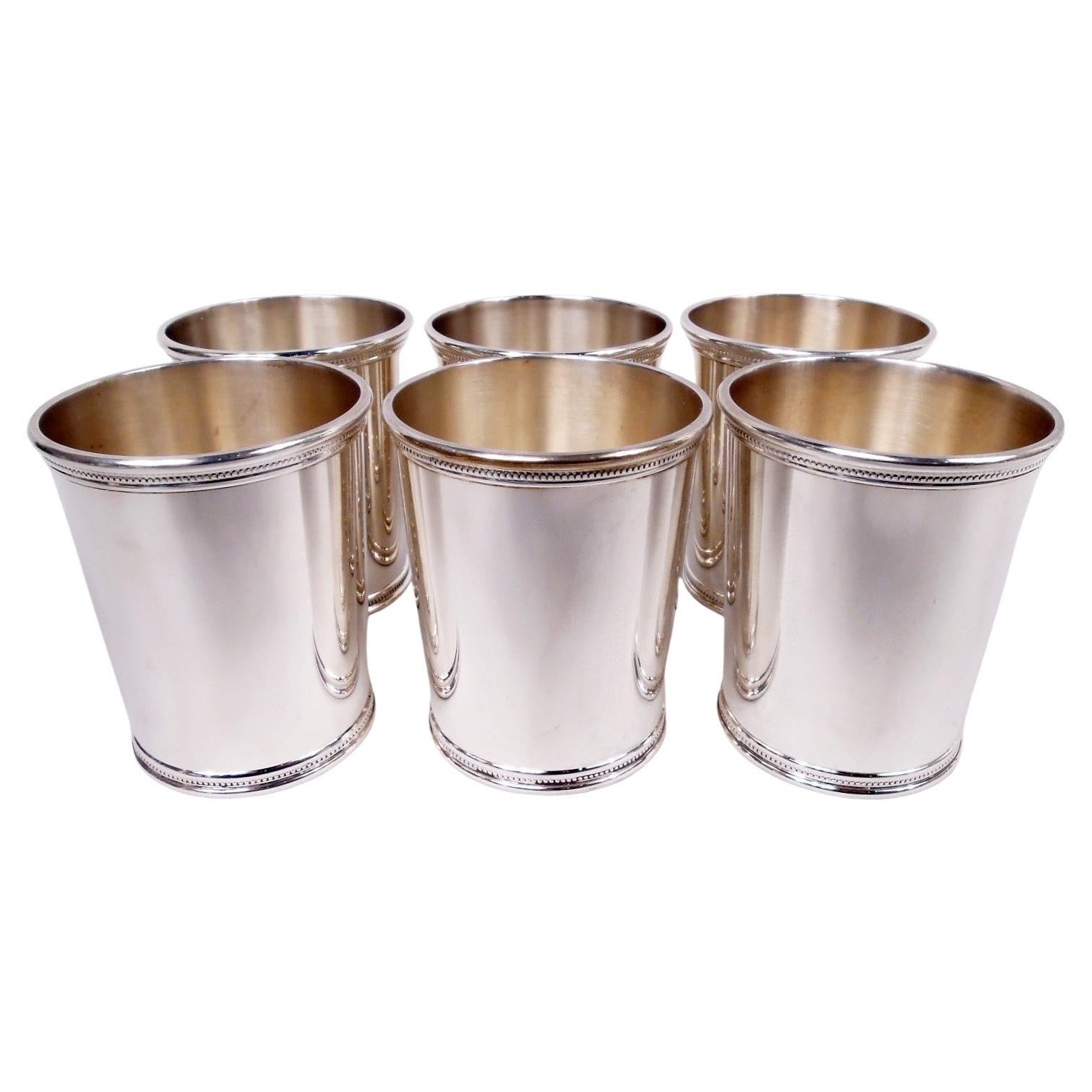 Ensemble de 6 tasses à Julep Kentucky Nixon-Era en argent sterling menthe