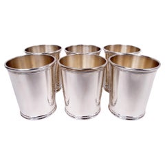 Set von 6 Zier-Scearce Kentucky Nixon-Era Julep-Tasse aus Sterlingsilber in Mint
