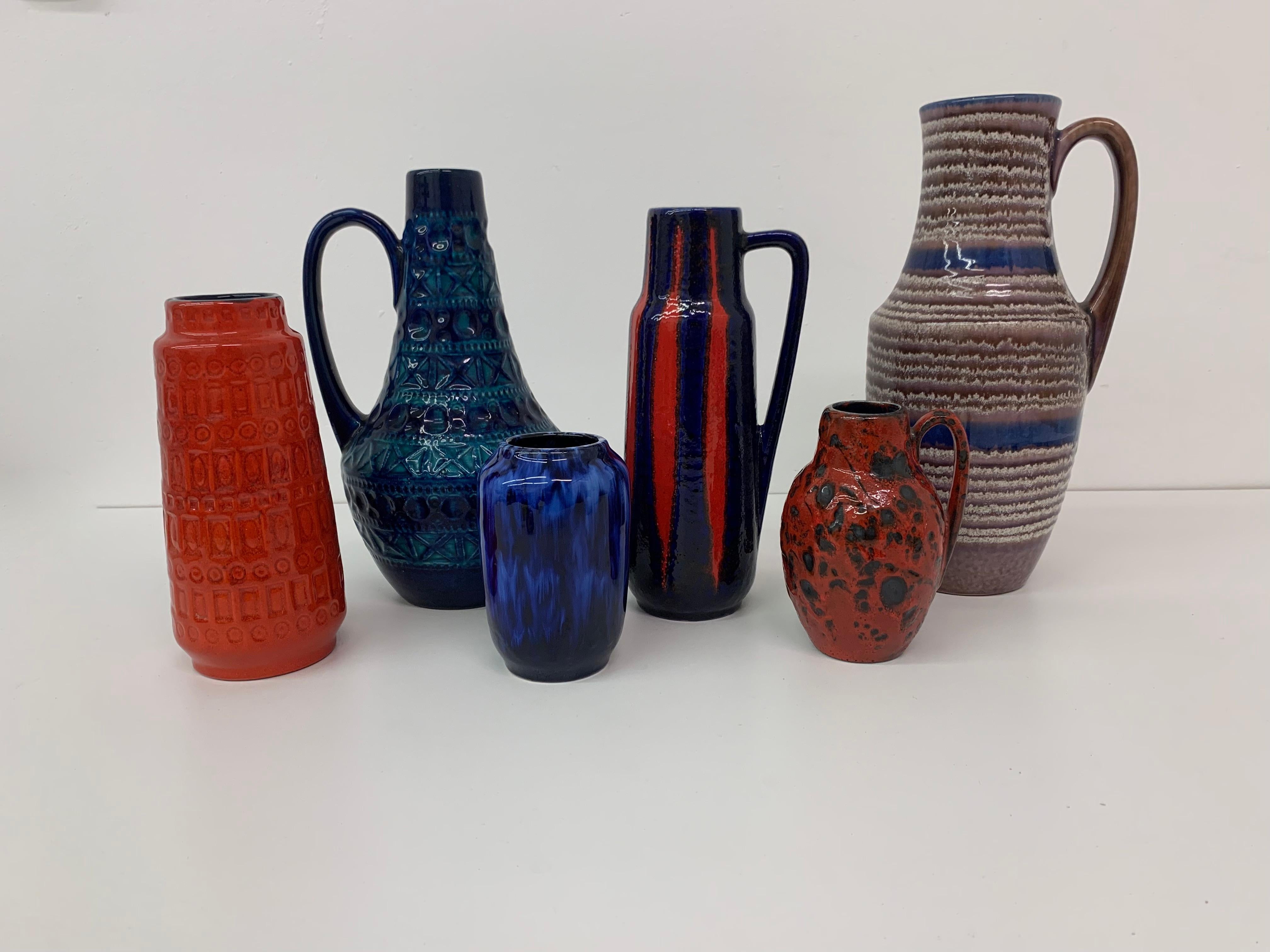 Set of 6 Scheurich West Germany Ceramic Vases, 1960s In Excellent Condition For Sale In Delft, NL