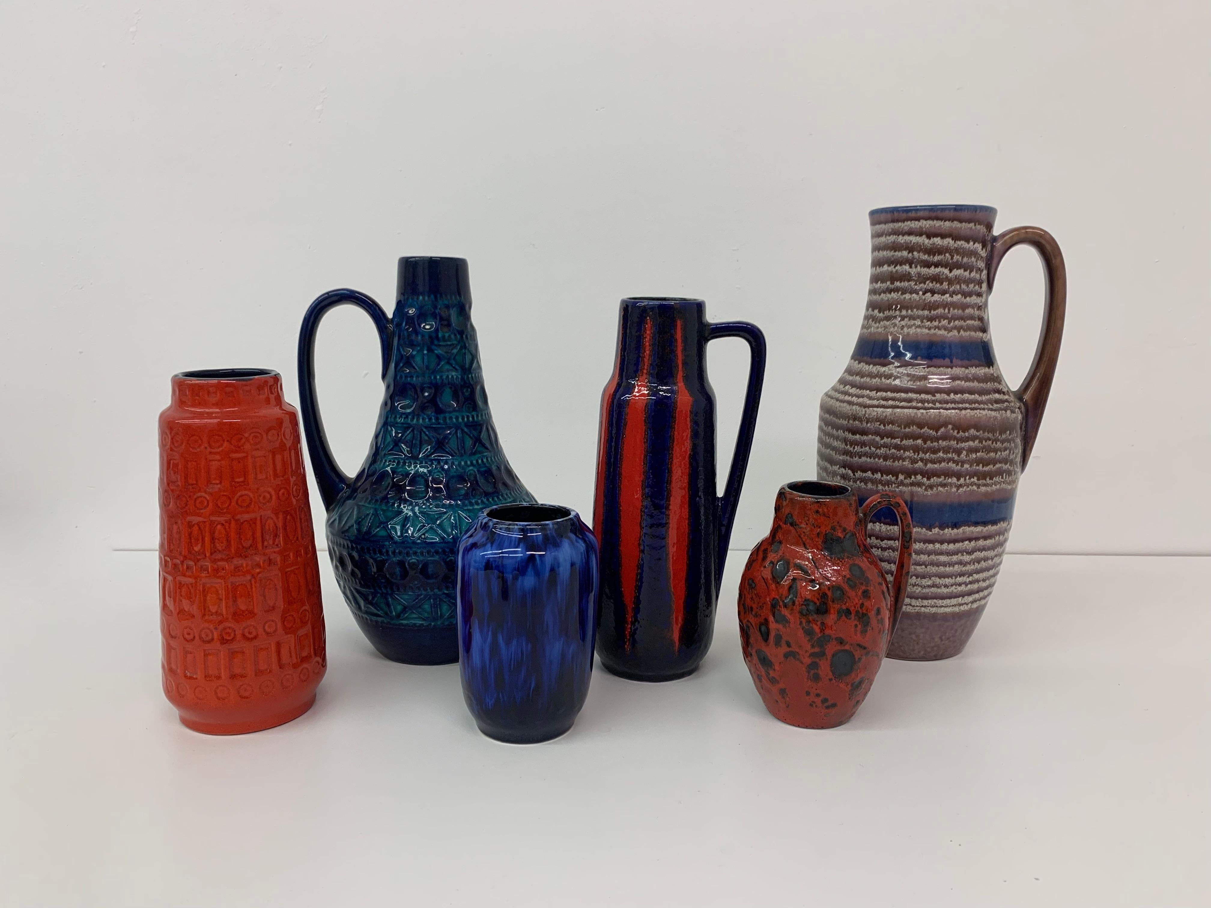 Céramique Ensemble de 6 vases en céramique de Scheurich, Allemagne de l'Ouest, années 1960 en vente