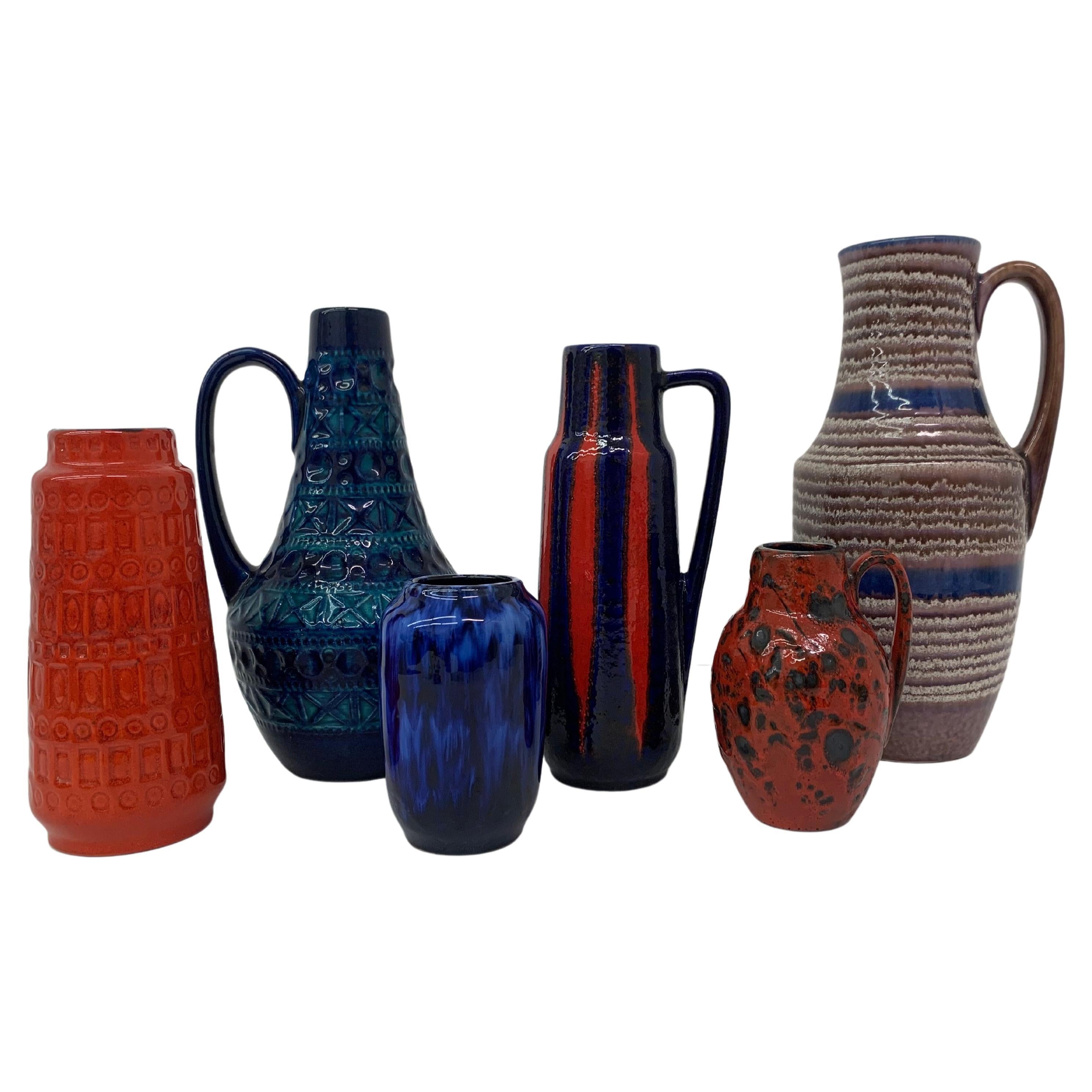 Set of 6 Scheurich West Germany Ceramic Vases, 1960s