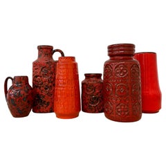 Set of 6 Scheurich West Germany ceramic vases , 1970s