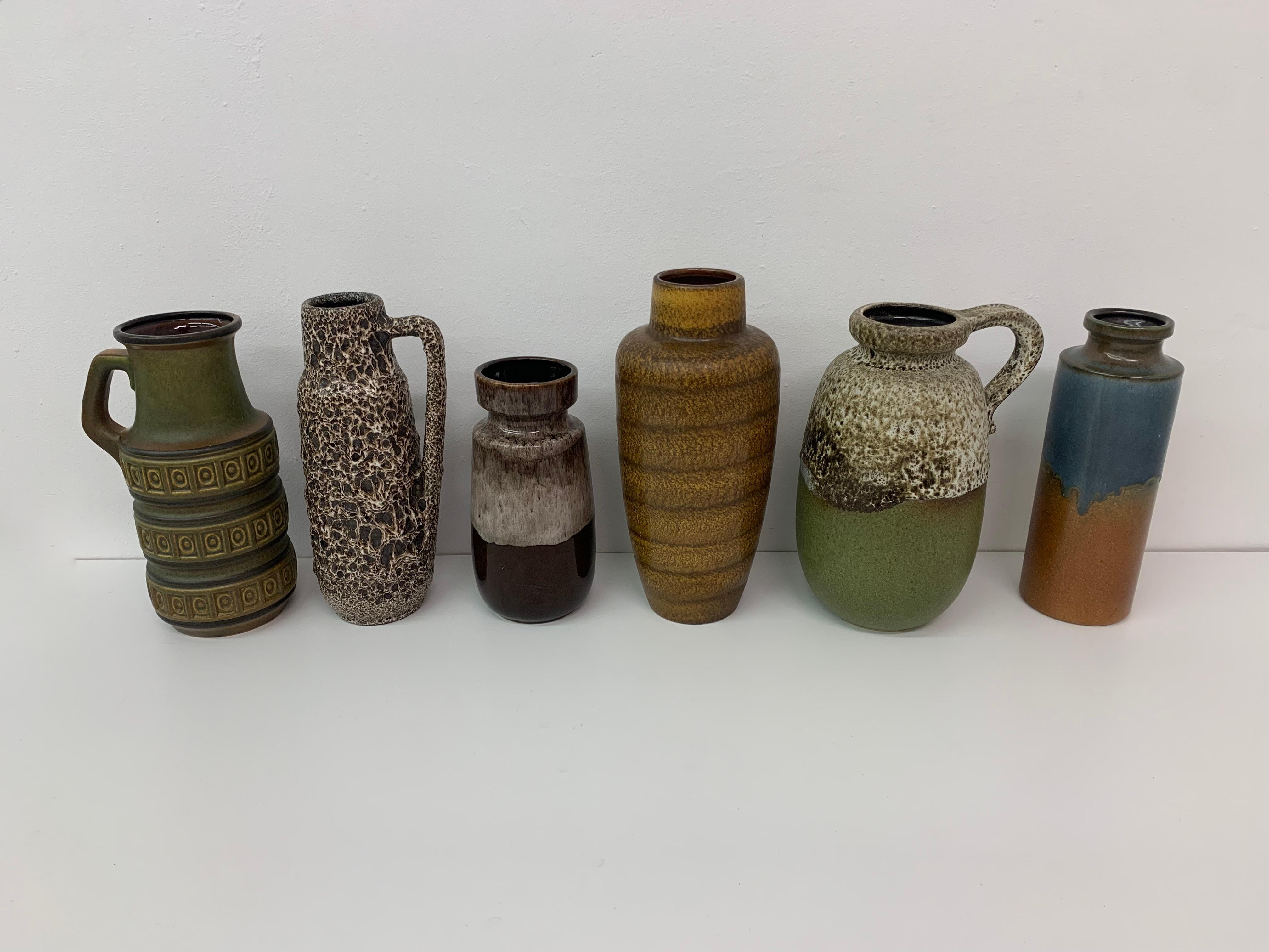 Late 20th Century Set of 6 Scheurich West Germany Vases, 1970s For Sale
