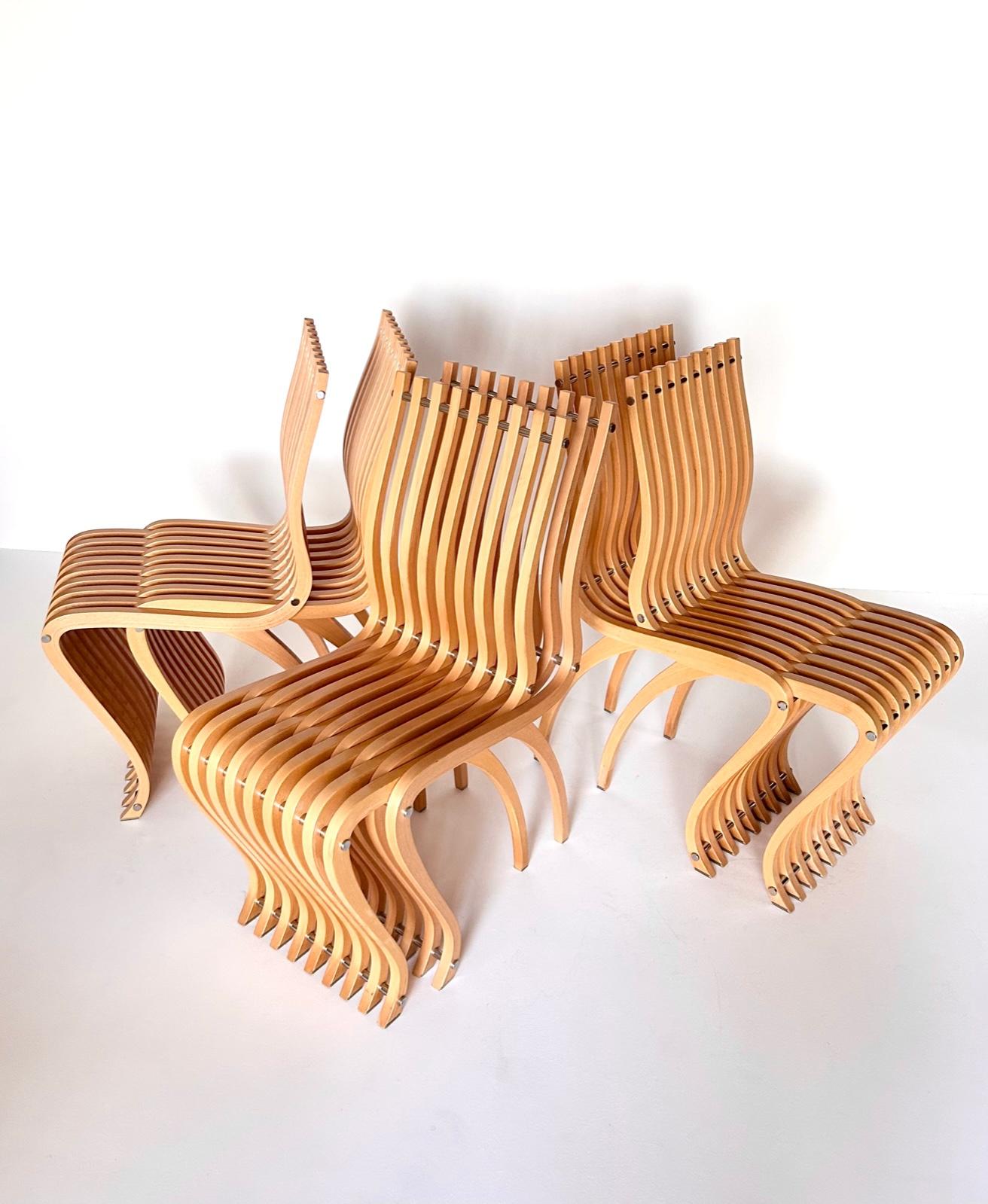 Steel Set of 6 Schizzo chairs by Ron Arad, Vitra, 1989