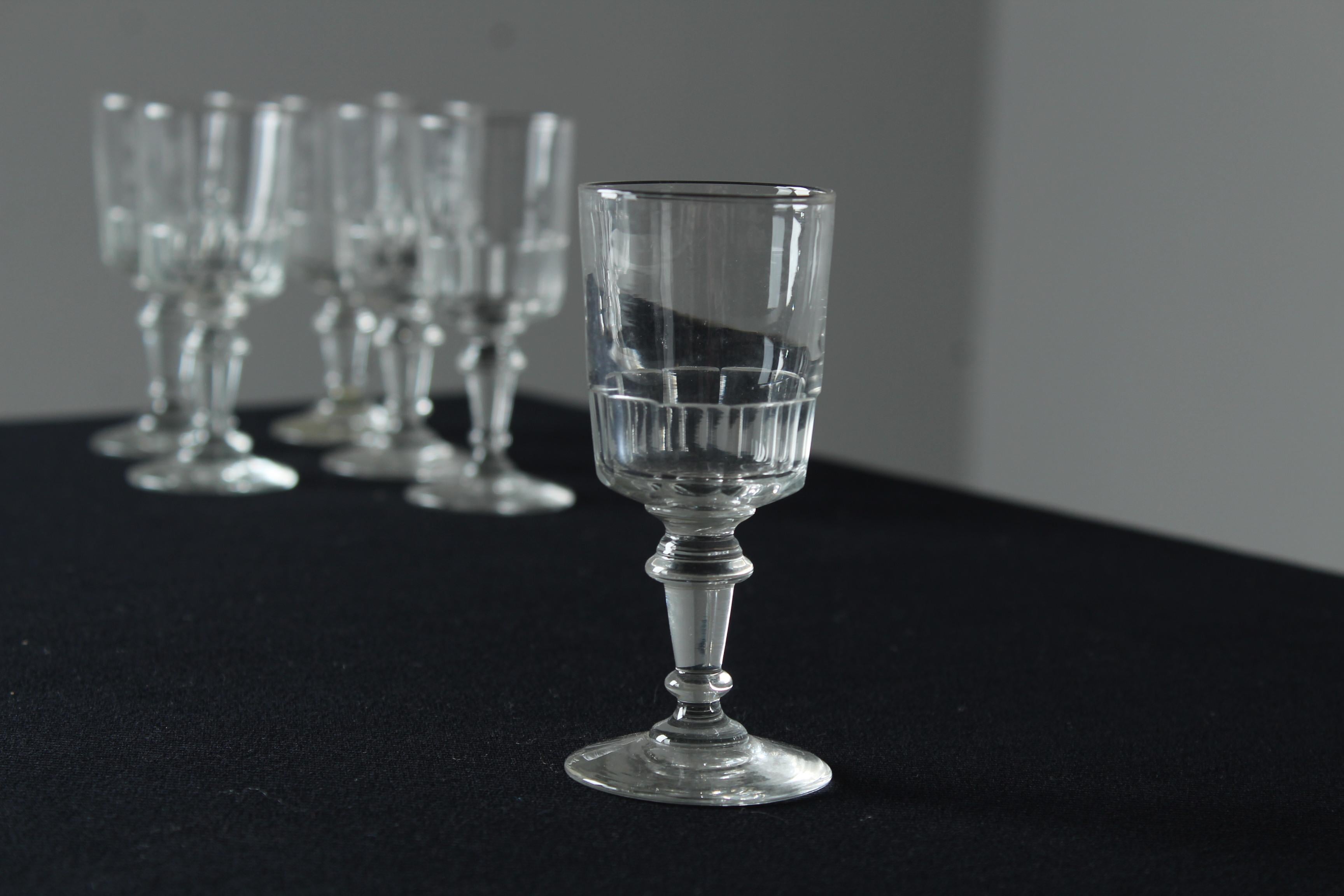 20th Century Set Of 6 Schnapps Glasses, France, 11 cm For Sale