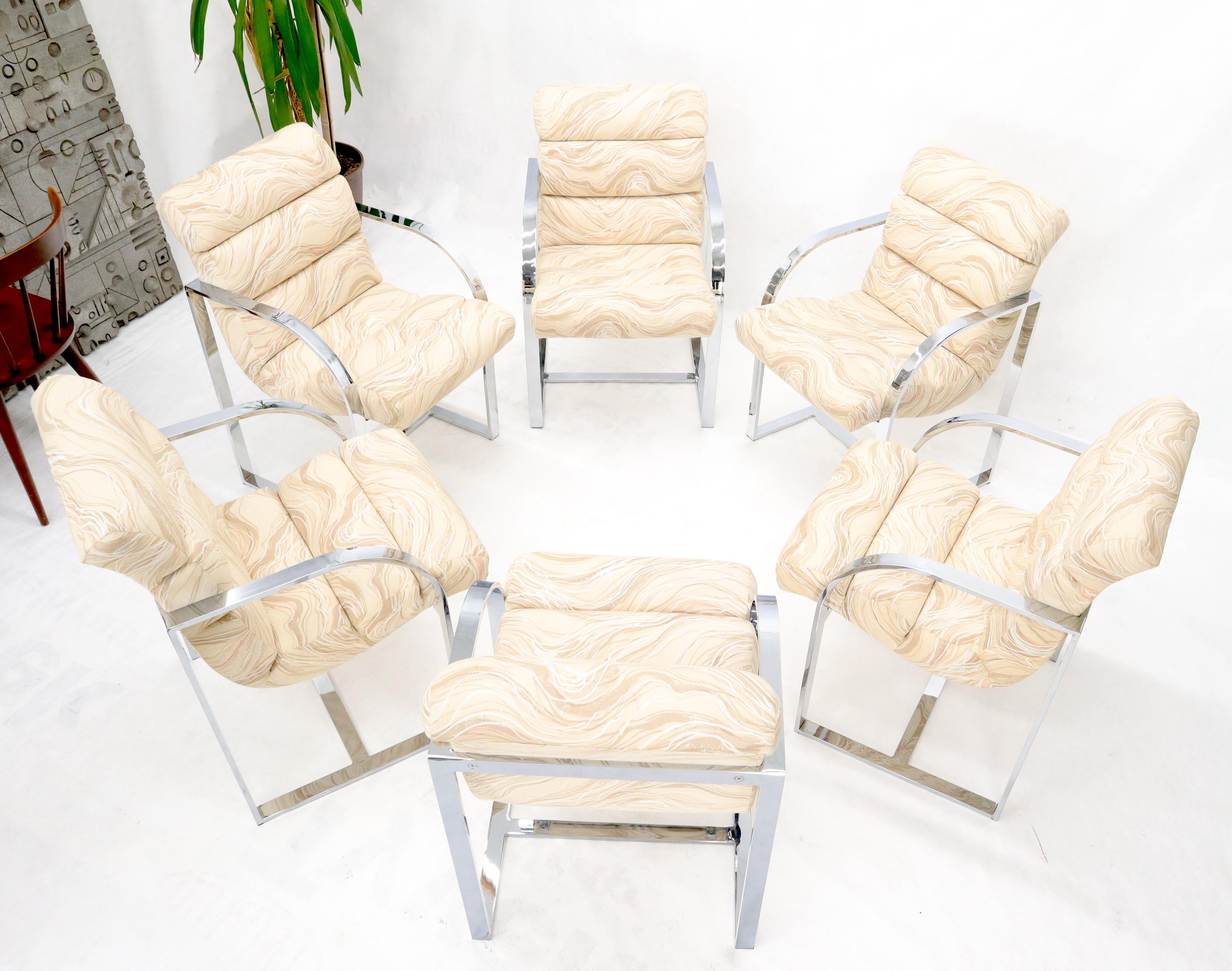 Mid-Century moderno Set di 6 sedie da sala da pranzo cromate a forma di cucchiaio Milo Baughman in vendita
