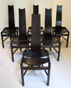 Set of 6 Sculptural Highback Dining Chairs, 1970s
