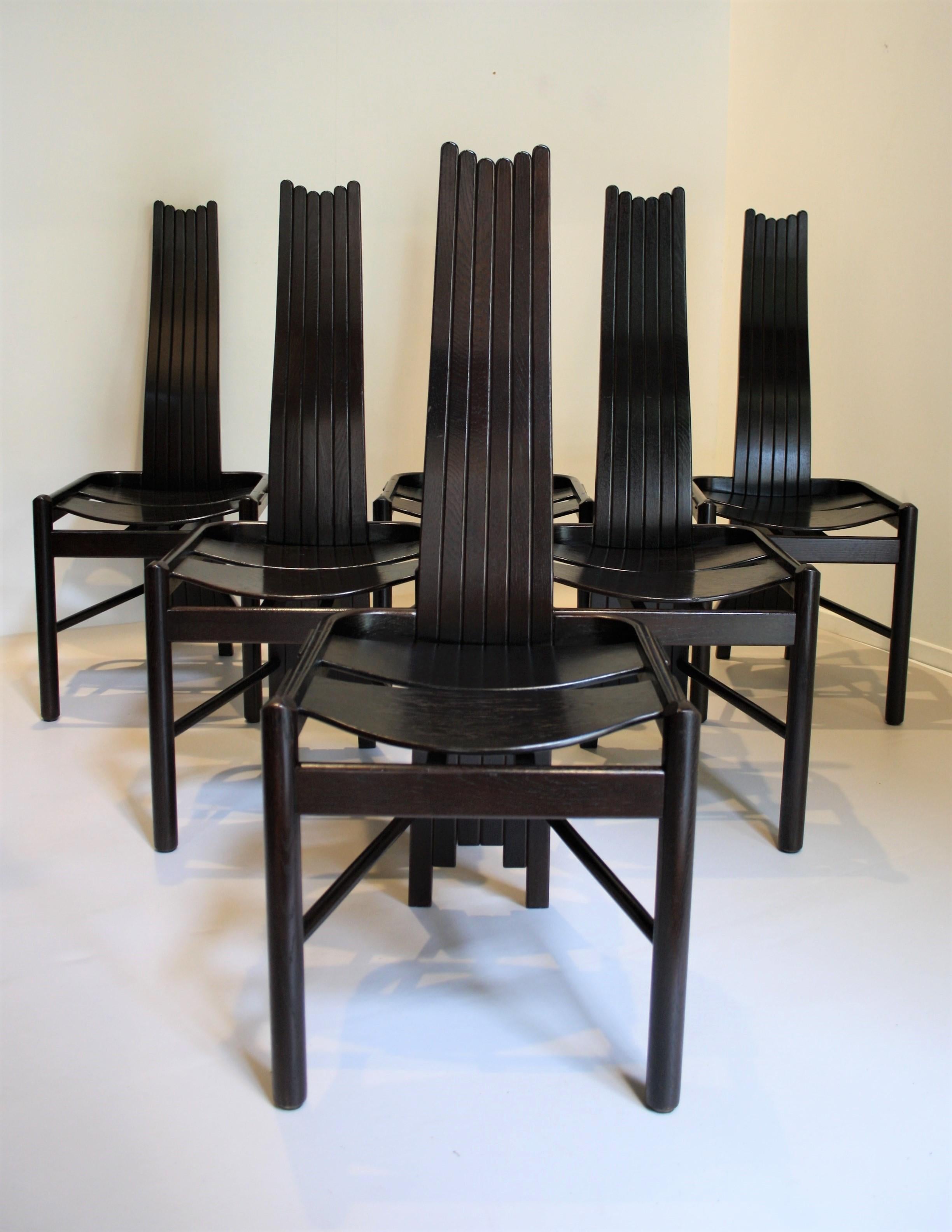 Set of 6 Sculptural Highback Dining Chairs 7